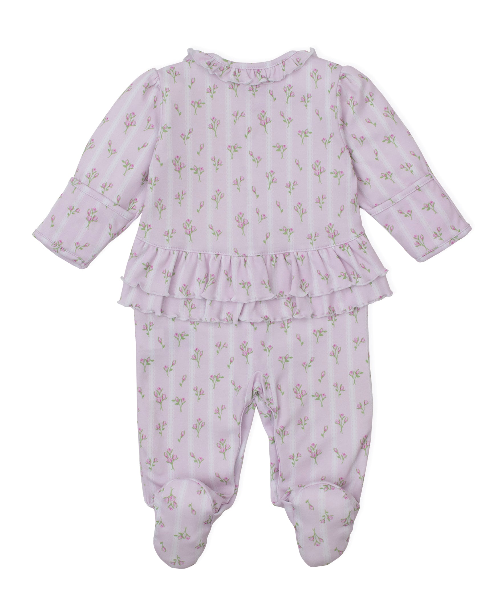 Ribbon Stripe Bouquets Pink Footie - Kissy Kissy