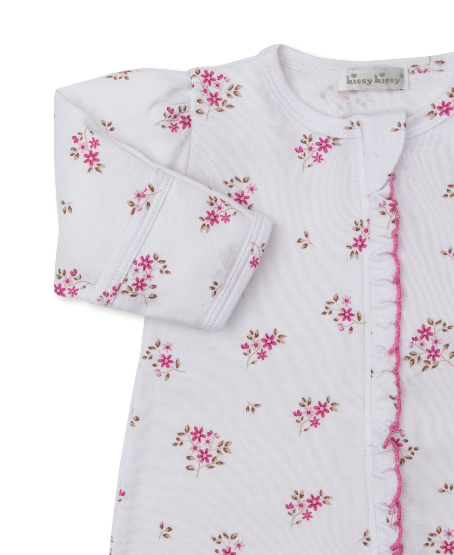 Tiny Blossoms Pink Zip Footie - Kissy Kissy