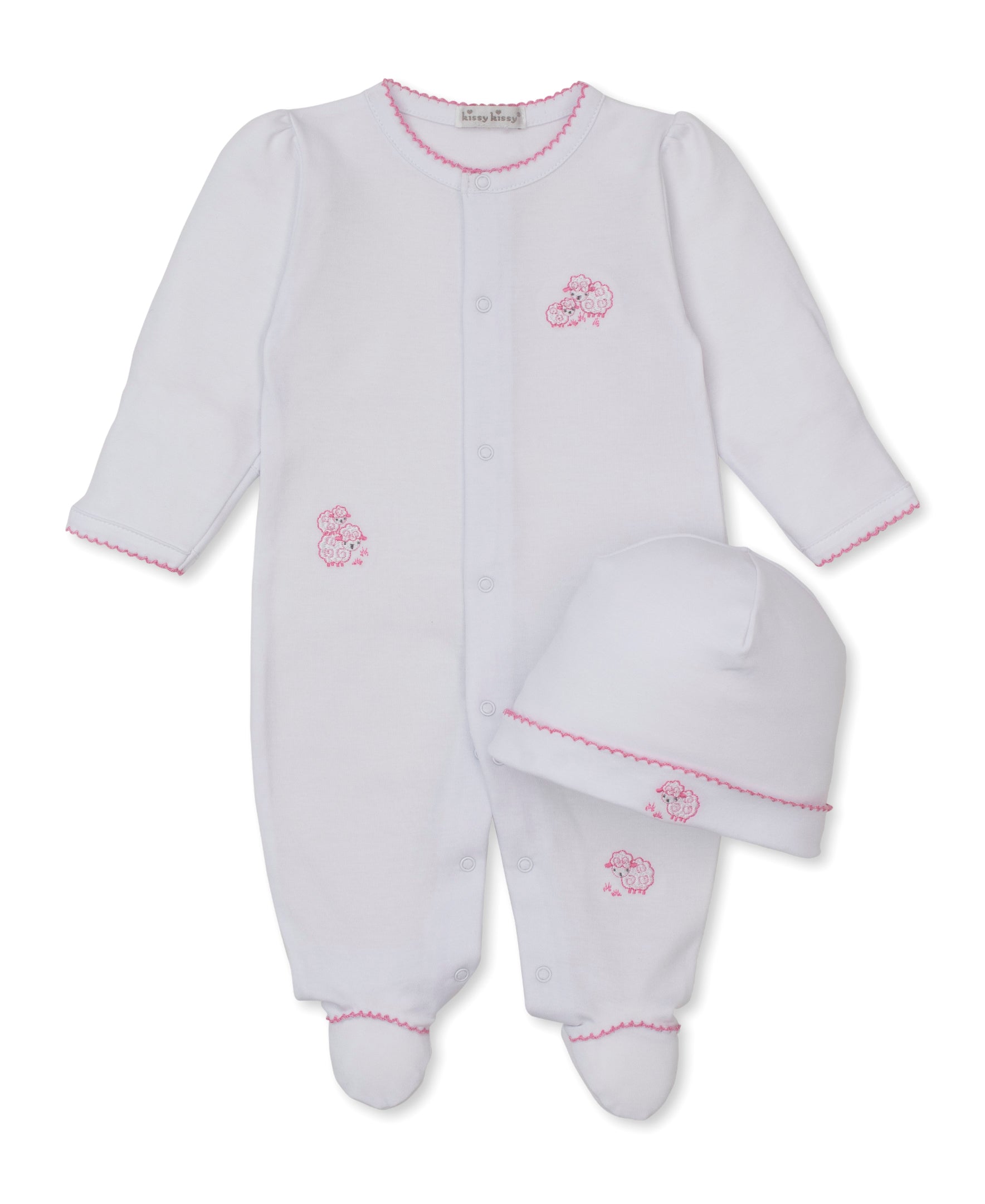 Sweet Sheep White/Pink Footie & Hat Set