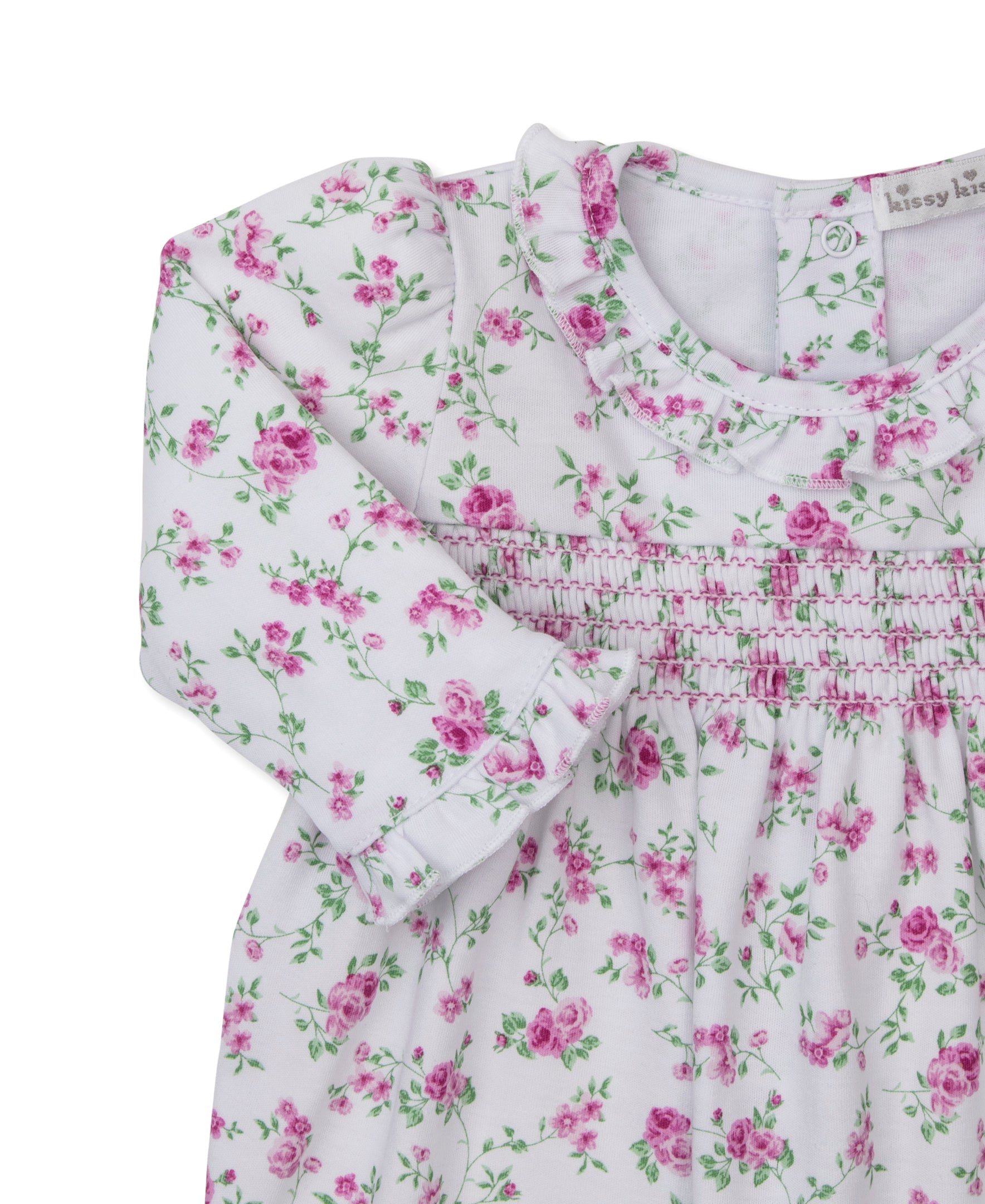 Victorian Roses Smocked Footie - Kissy Kissy