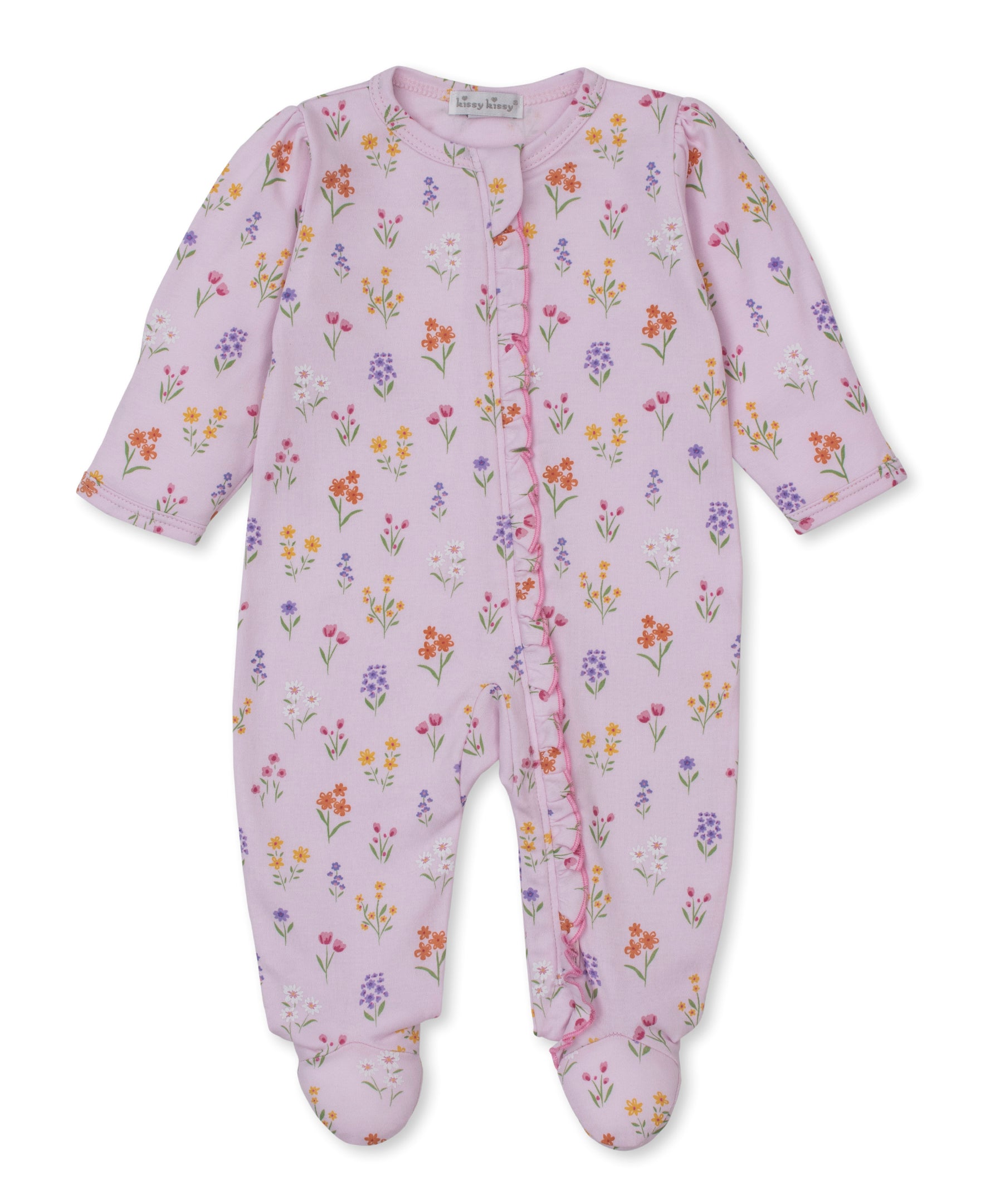Summer Wildflowers Pink Zip Footie - Kissy Kissy