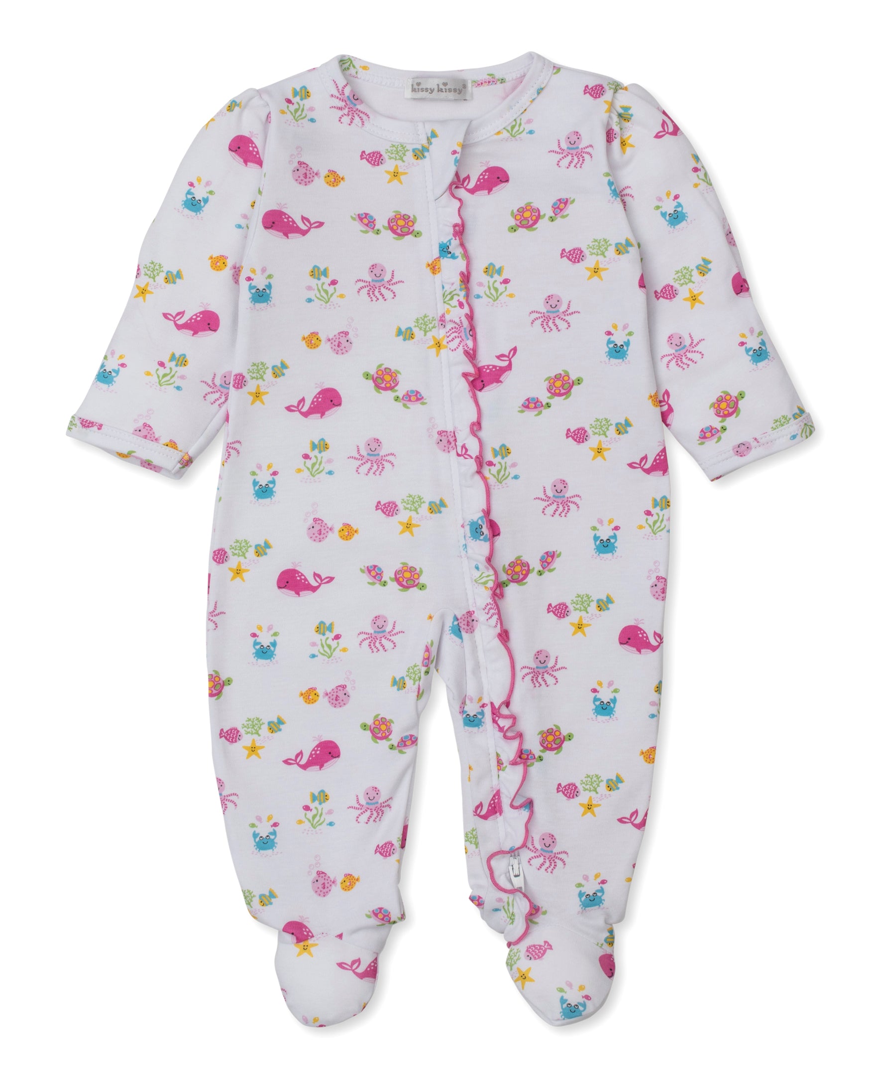 Ocean Antics Pink Zip Footie