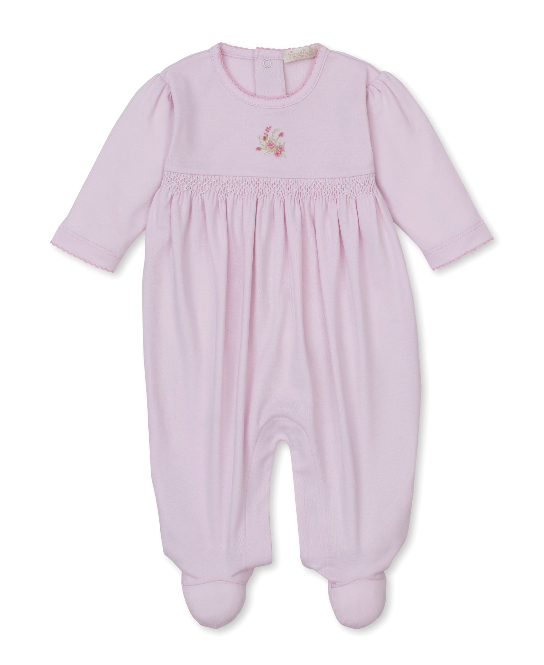 SCE Victorian Roses Pink Hand Smocked Footie - Kissy Kissy