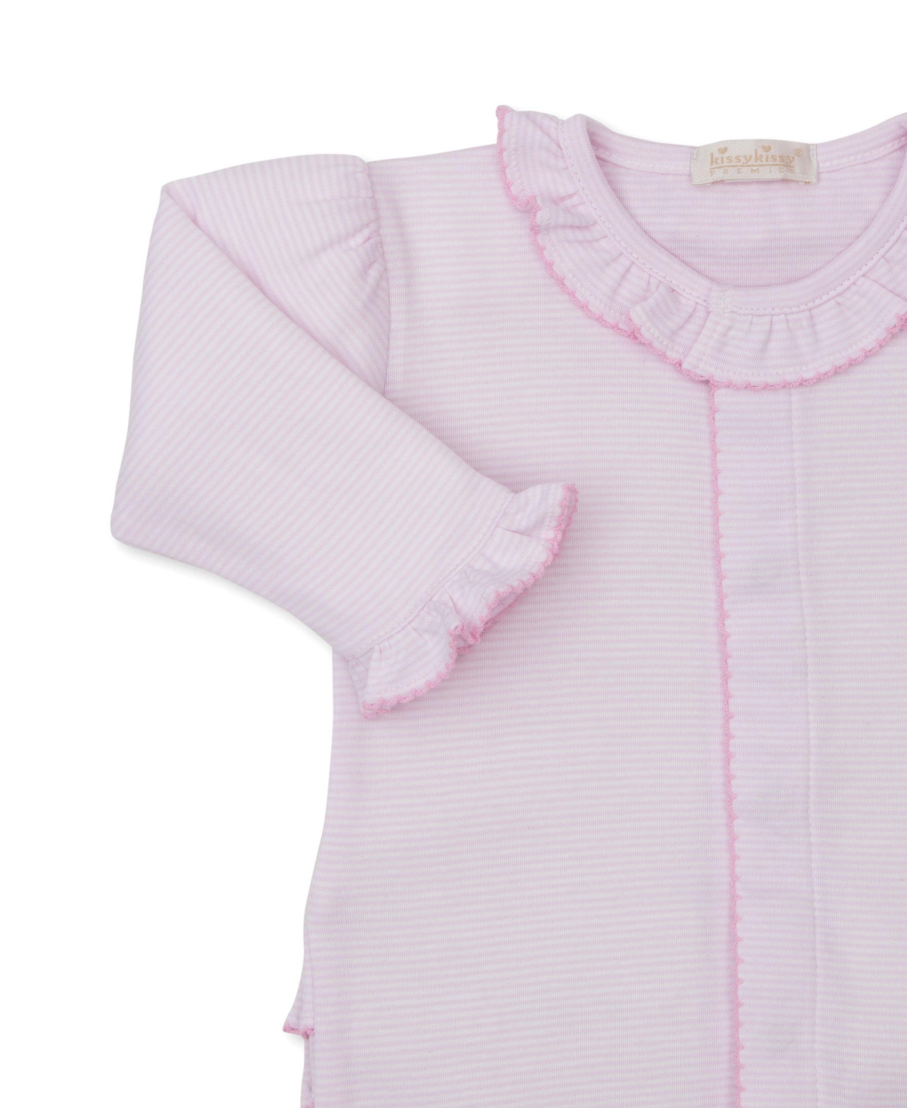 SCE Lemon Blossoms Pink Hand Emb. Stripe Footie