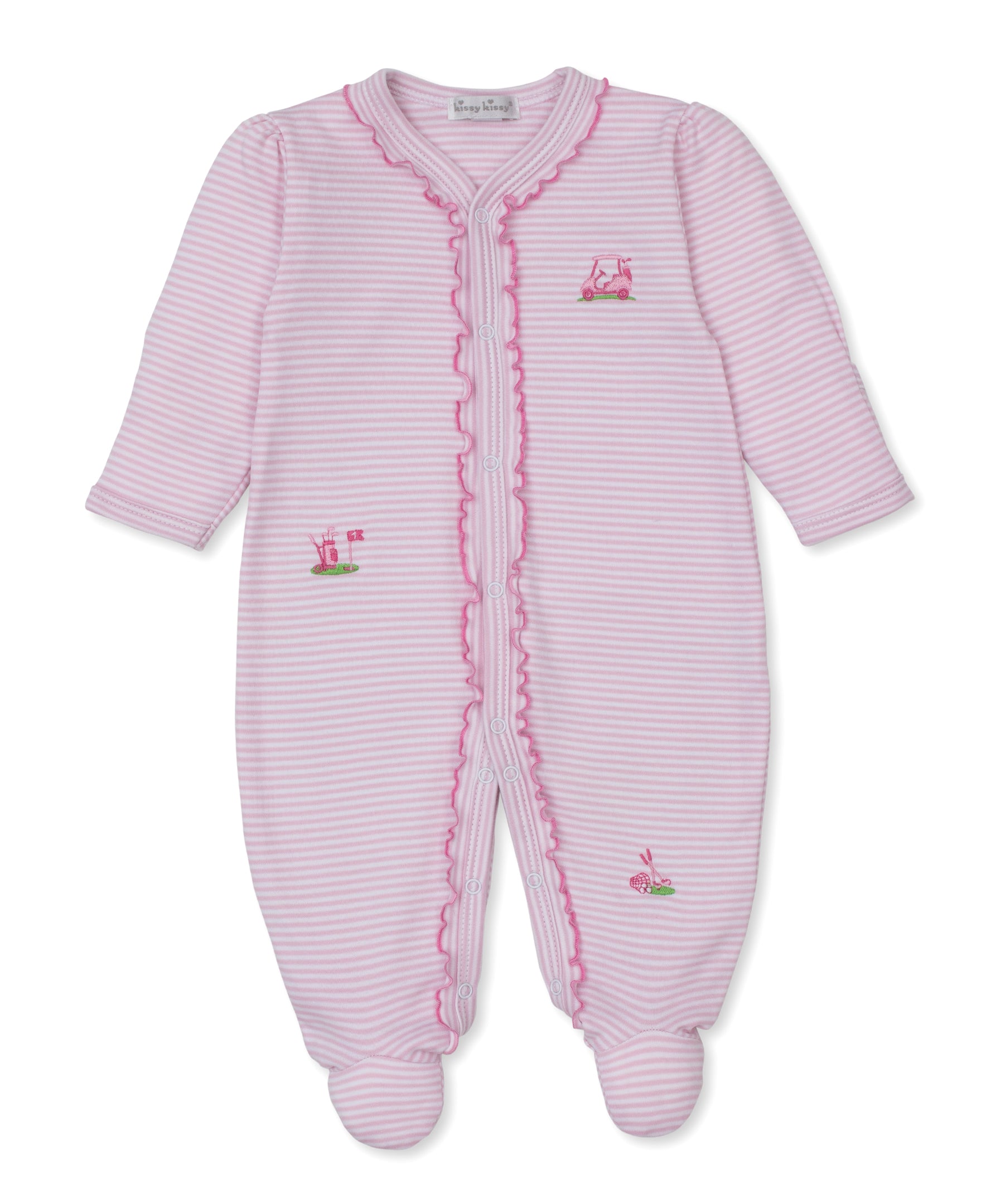 Golf Championship Pink Stripe Footie - Kissy Kissy