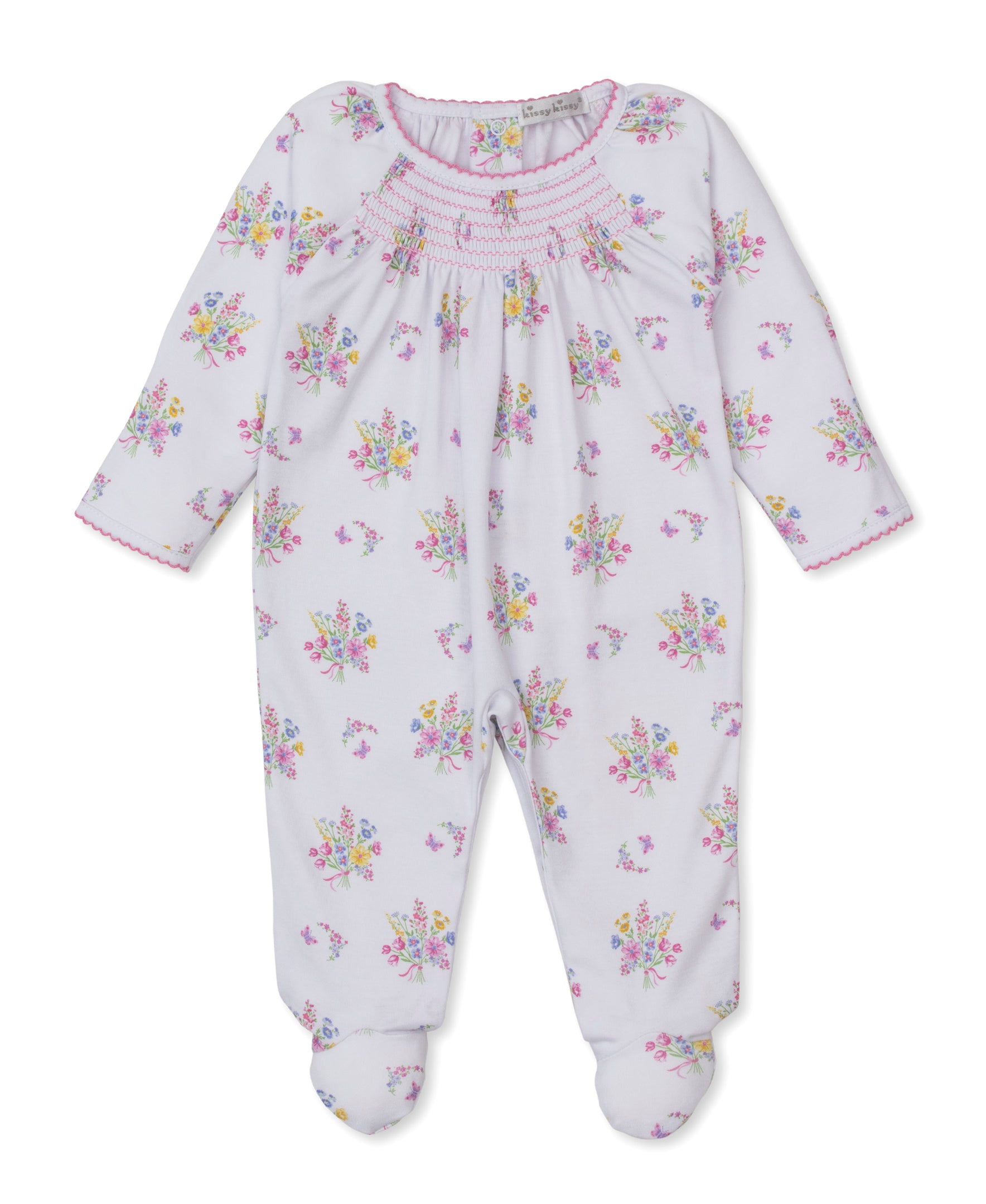Pastel Gardens Smocked Footie - Kissy Kissy