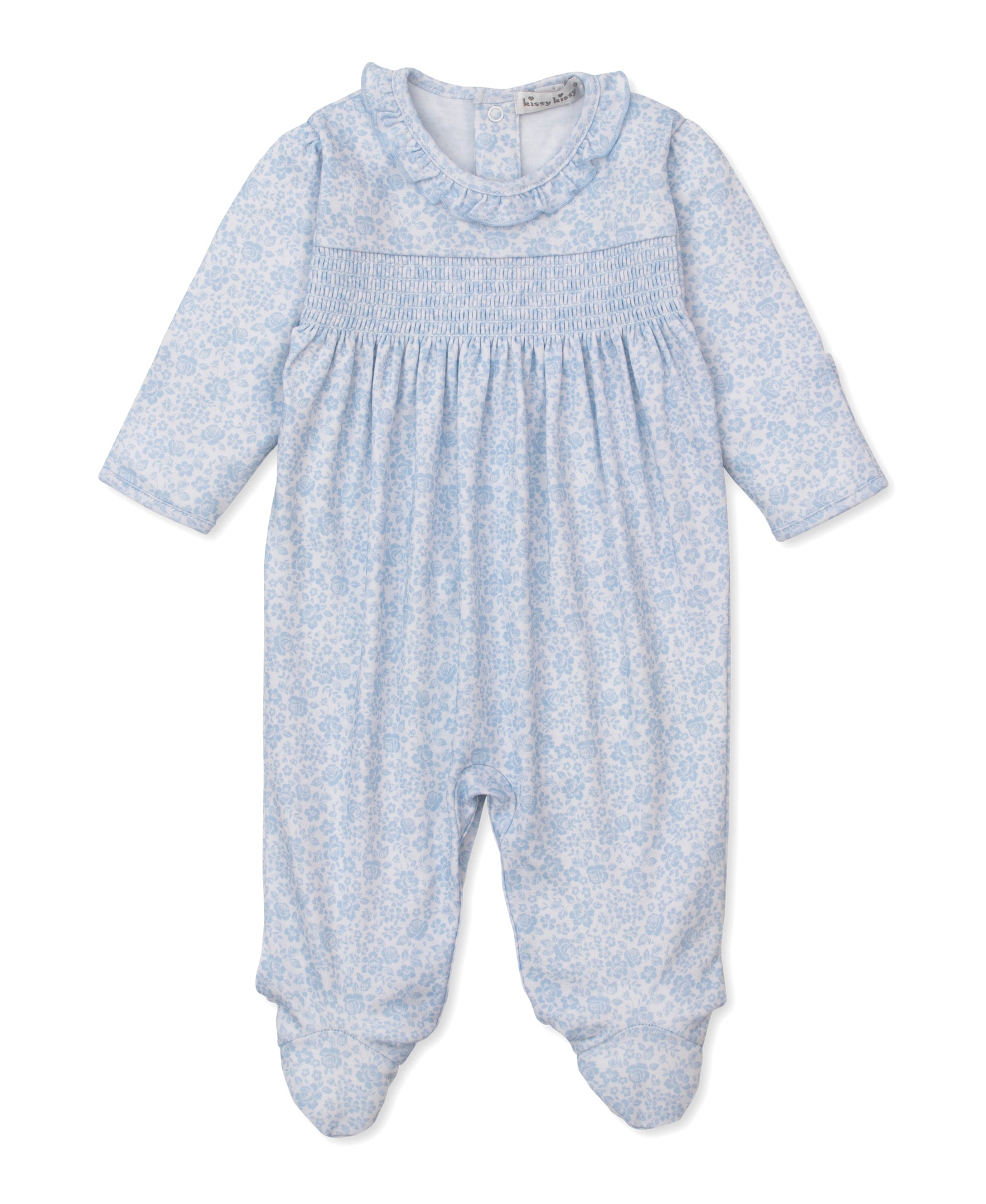 Country Gardens Blue Smocked Footie