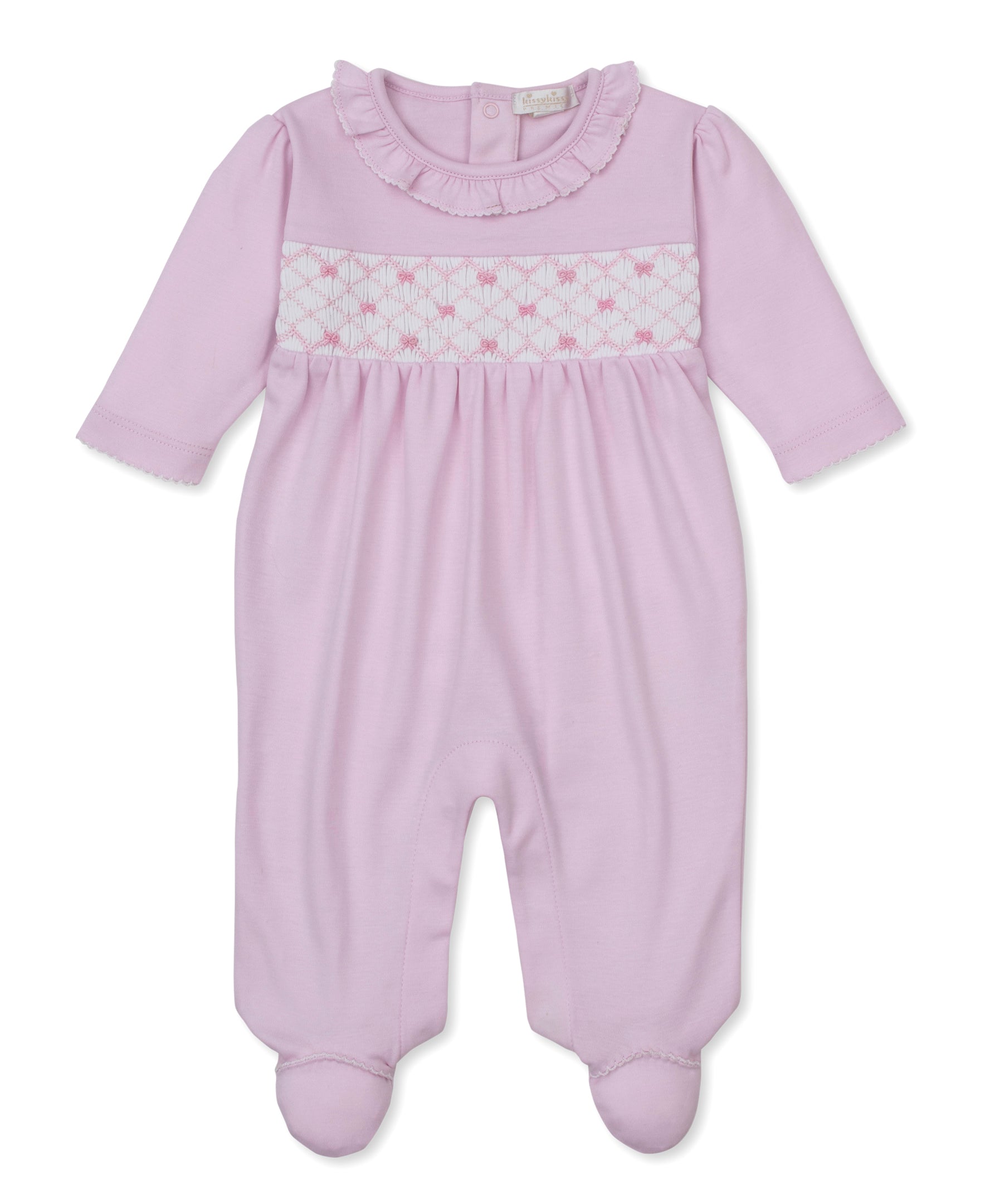 CLB Summer Bows 26 Pink Hand Smocked Footie - Kissy Kissy