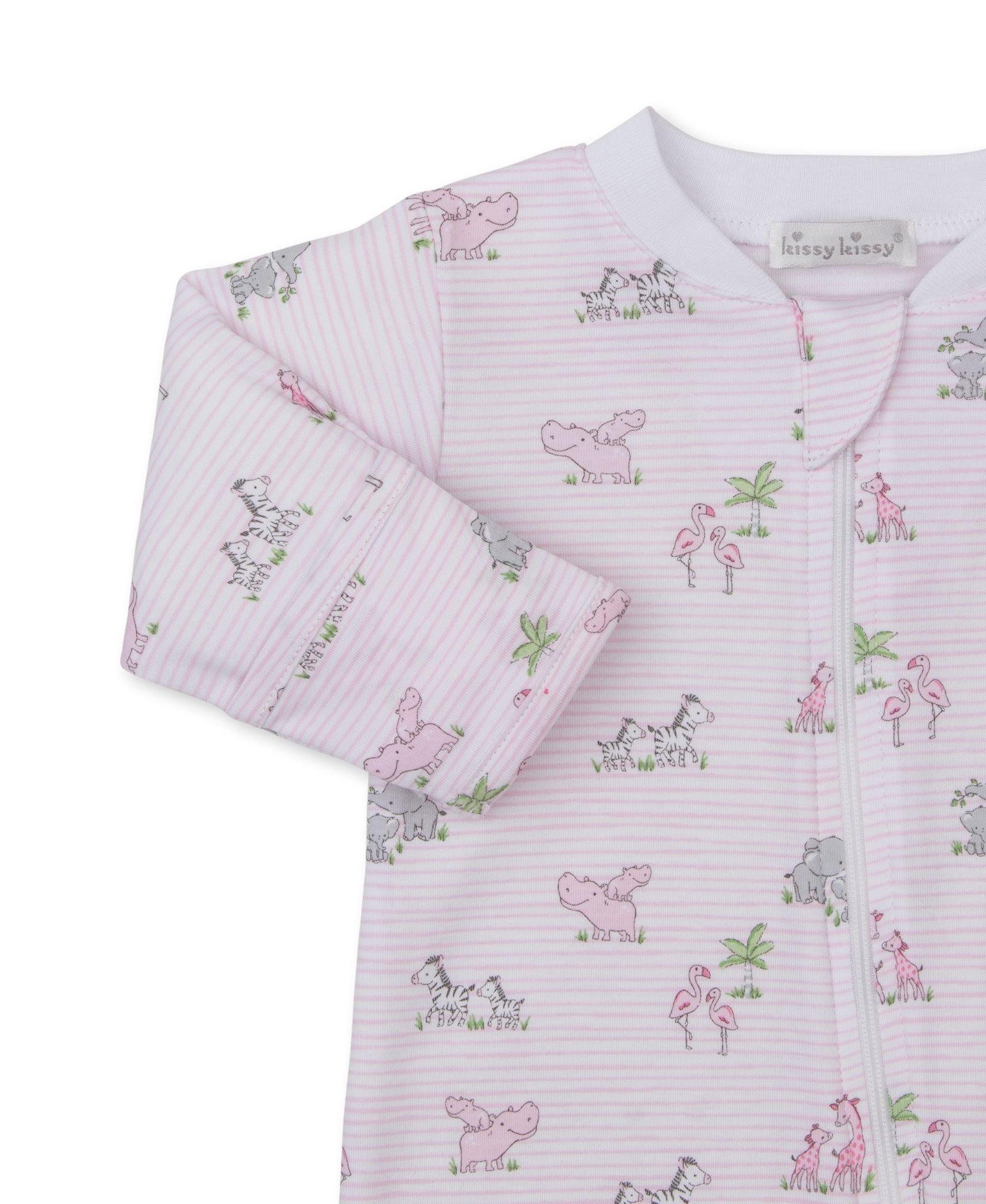 Safari Party Pink Zip Footie - Kissy Kissy