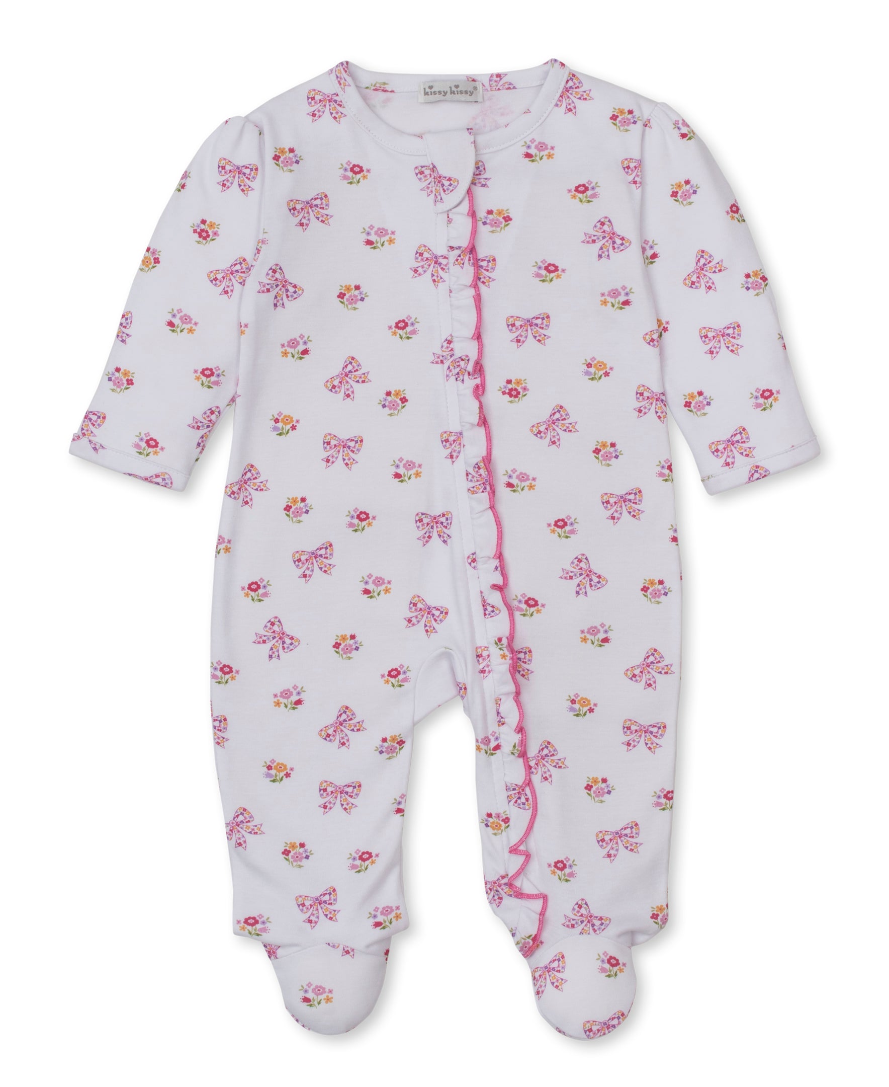 Blossoming Bows Zip Footie - Kissy Kissy