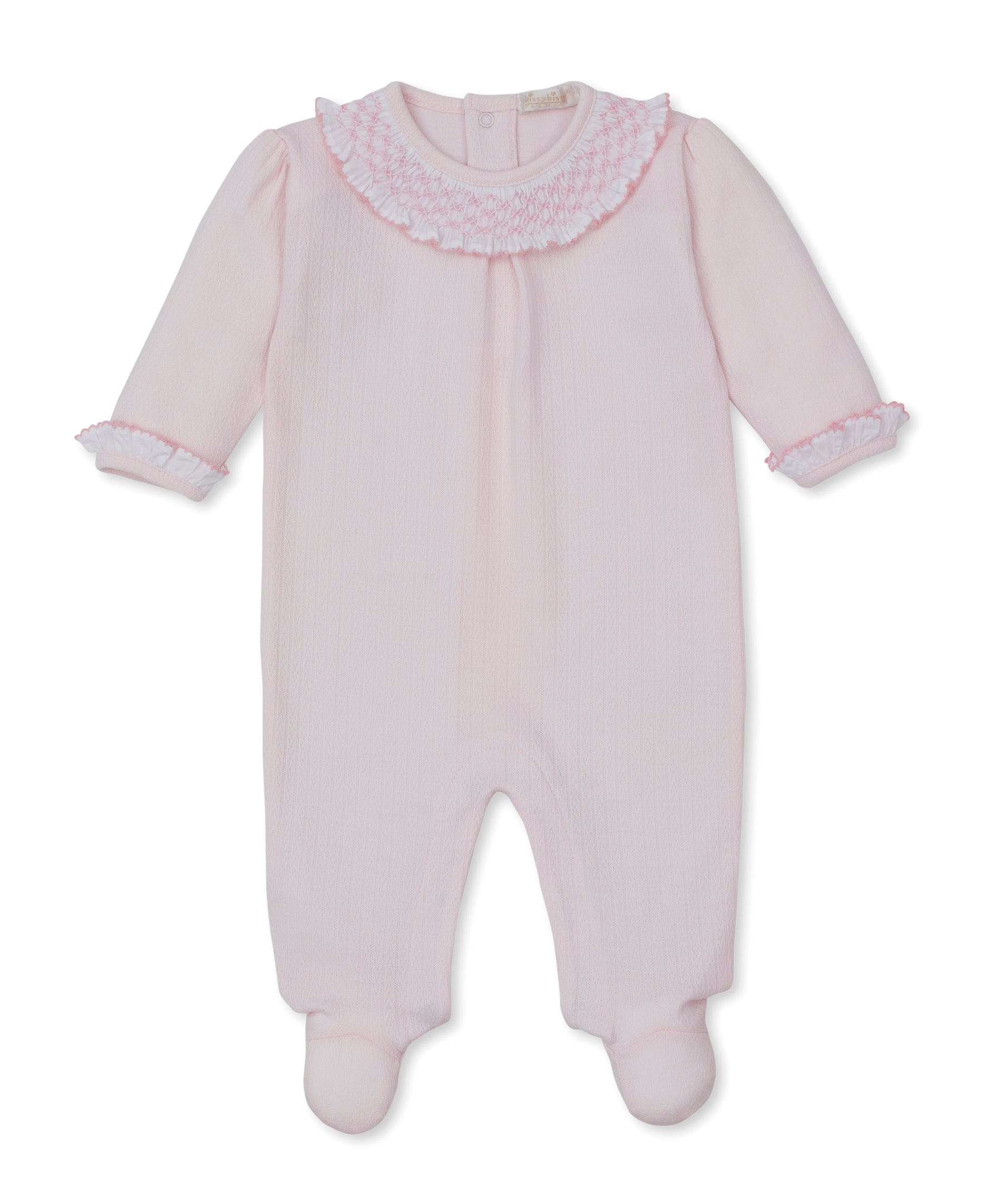 CLB Smocked Ruffle Pink Footie - Kissy Kissy