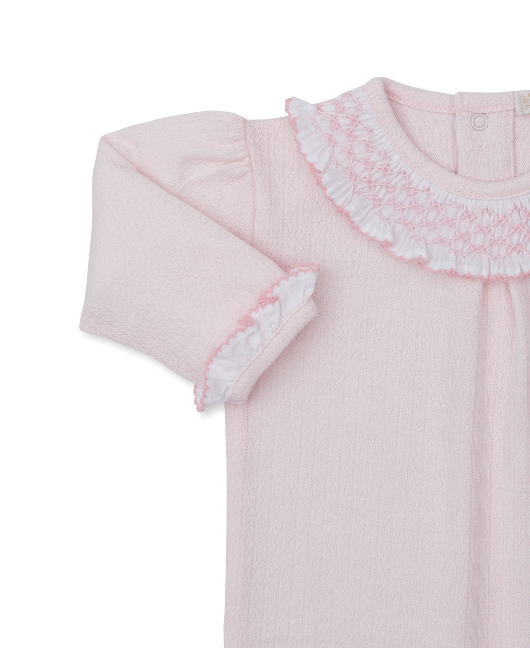 CLB Smocked Ruffle Pink Footie - Kissy Kissy