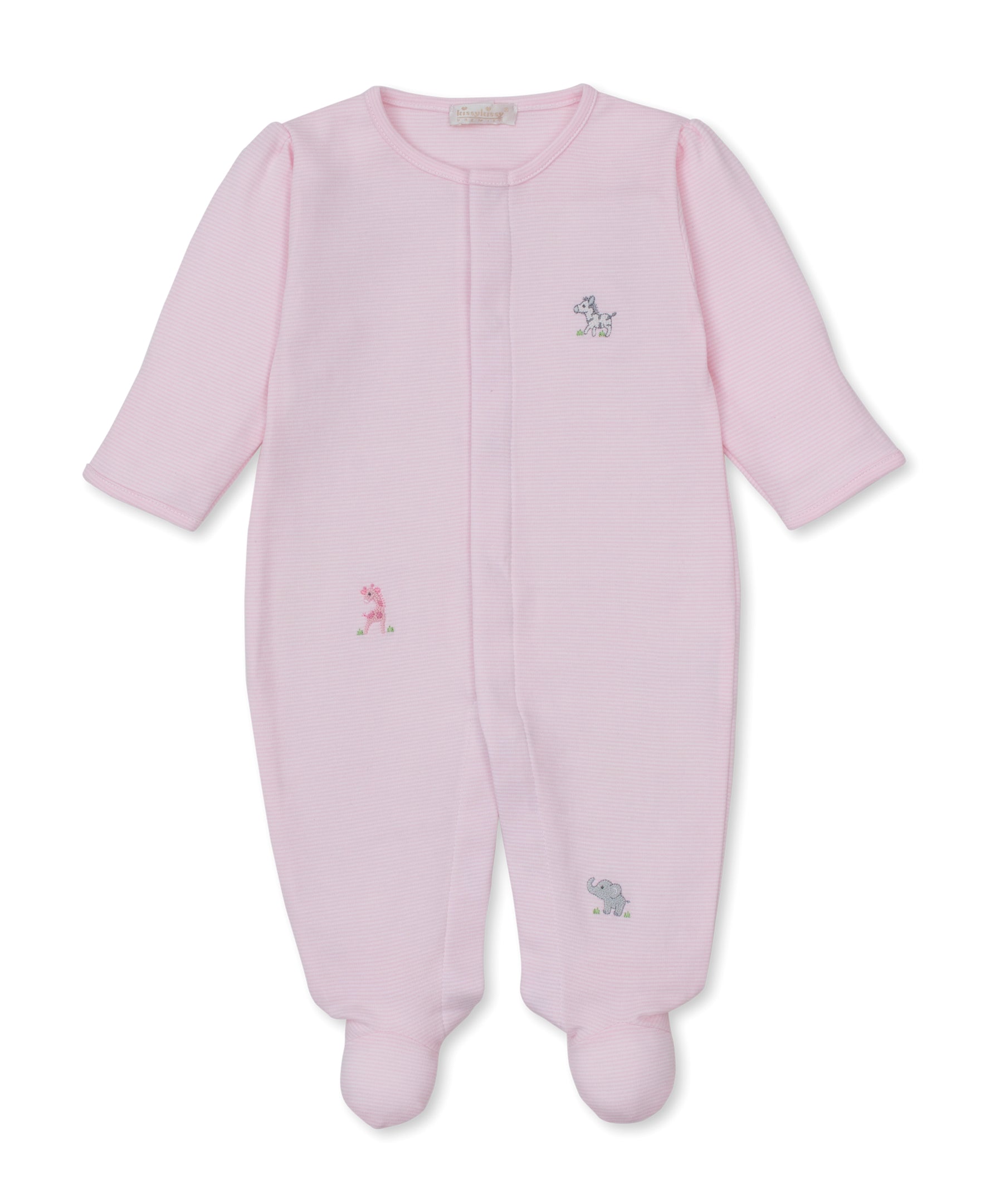 SCE Safari Party Pink Stripe Hand Emb. Footie - Kissy Kissy
