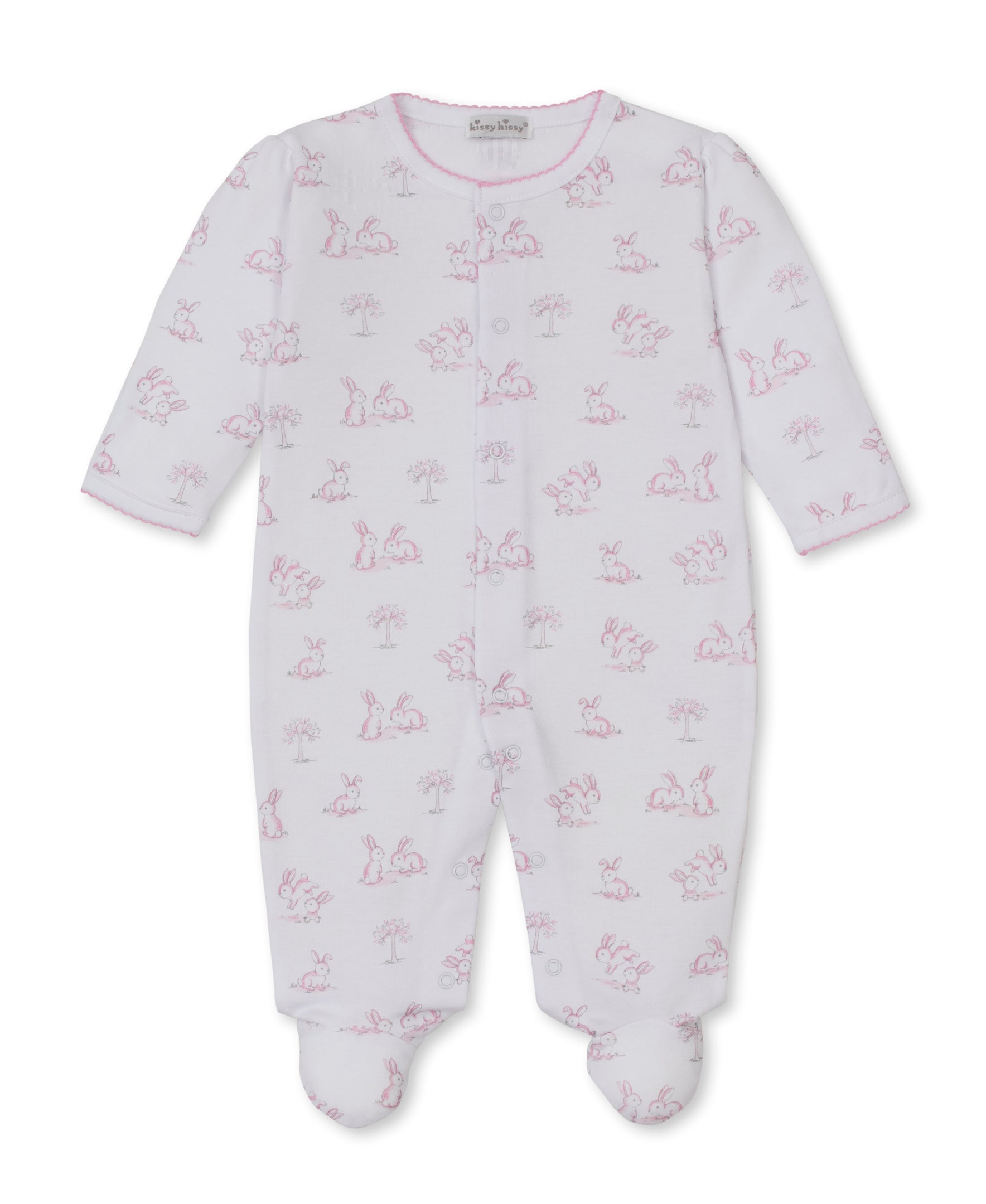 Springtime Bunny Fun Pink Footie - Kissy Kissy