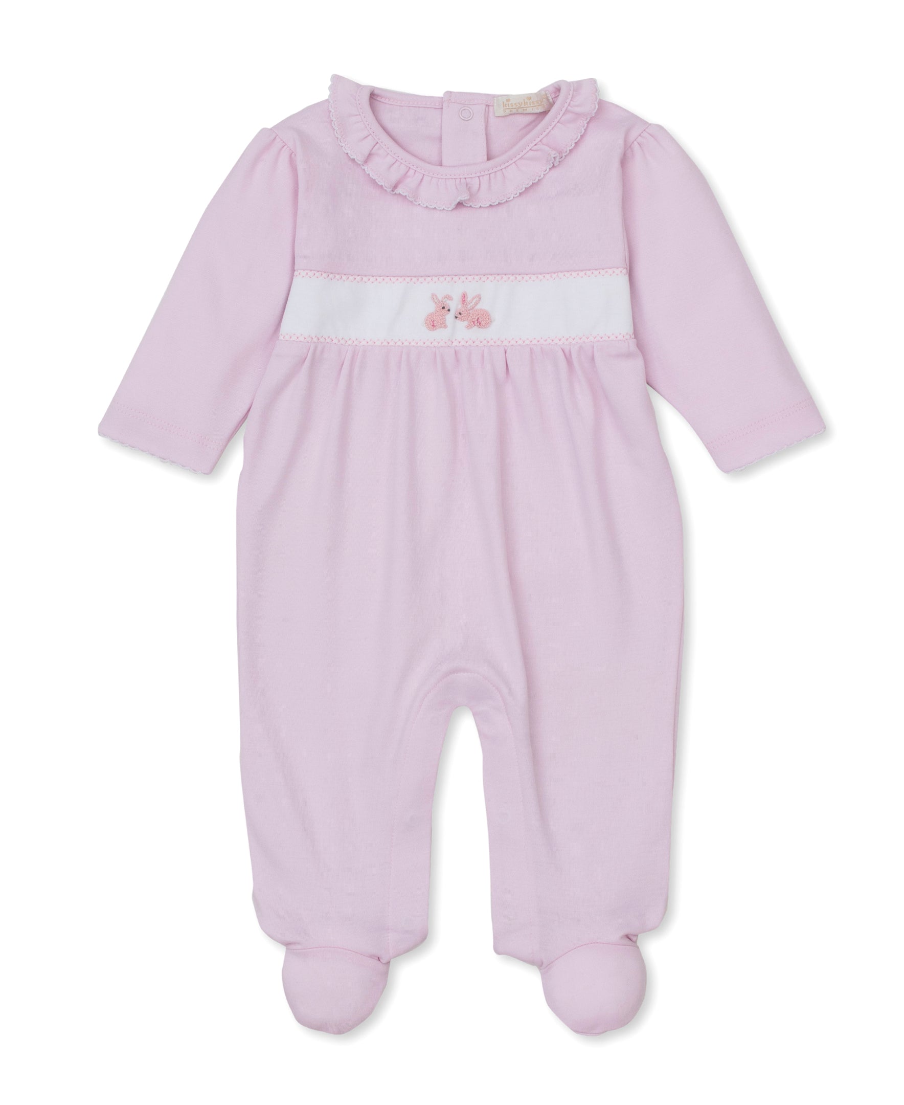 Premier Springtime Bunny Fun Pink Hand Emb. Footie - Kissy Kissy