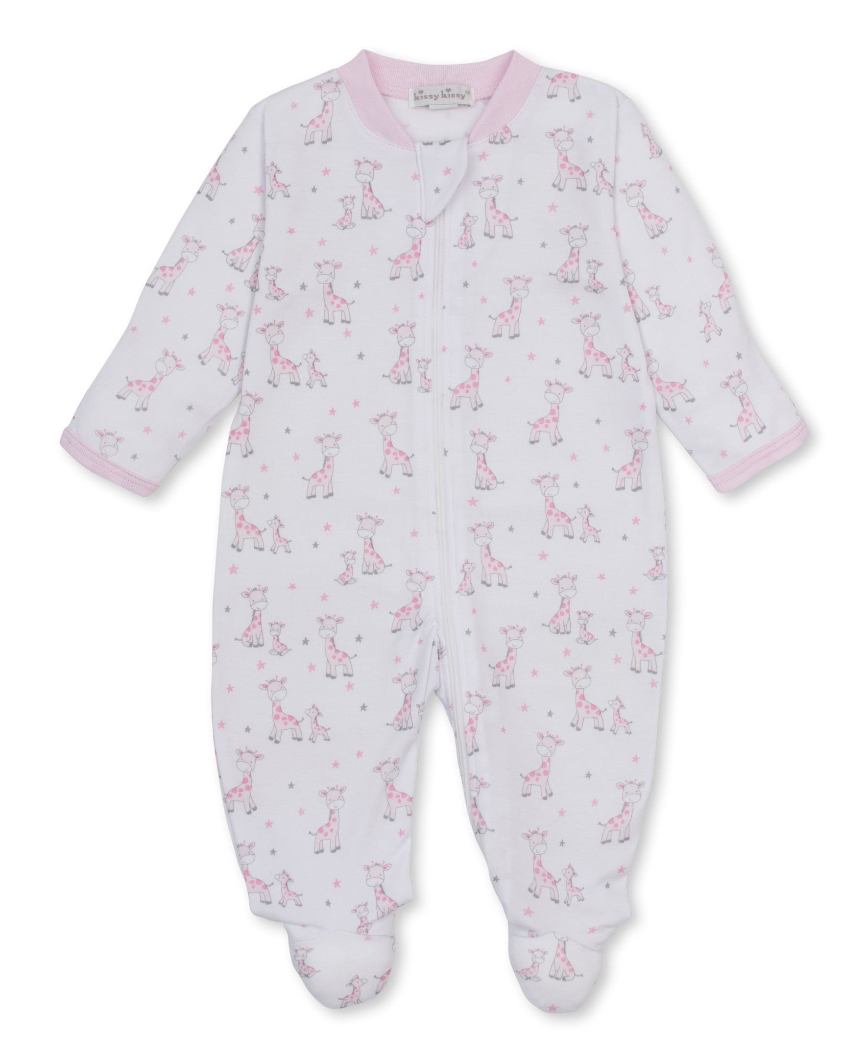 Just Giraffes Pink Zip Footie