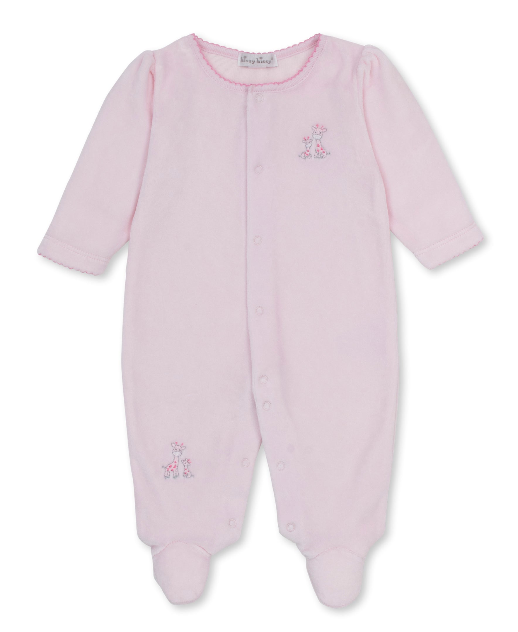 Just Giraffes Pink Velour Footie - Kissy Kissy