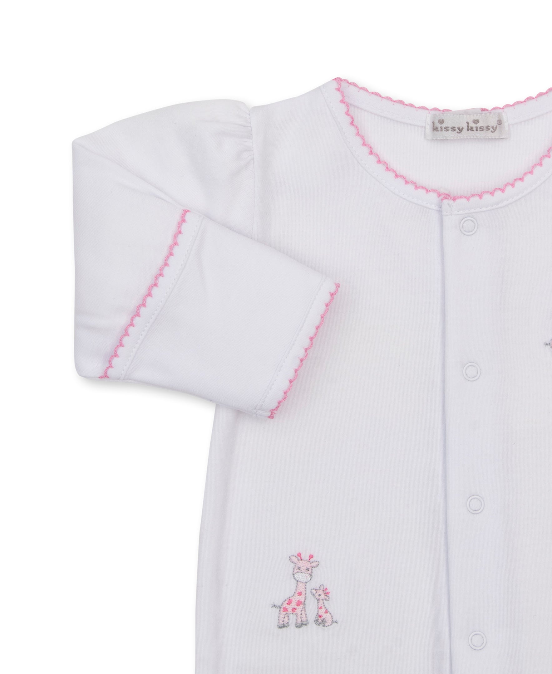 Just Giraffes White/Pink Footie & Hat Set - Kissy Kissy