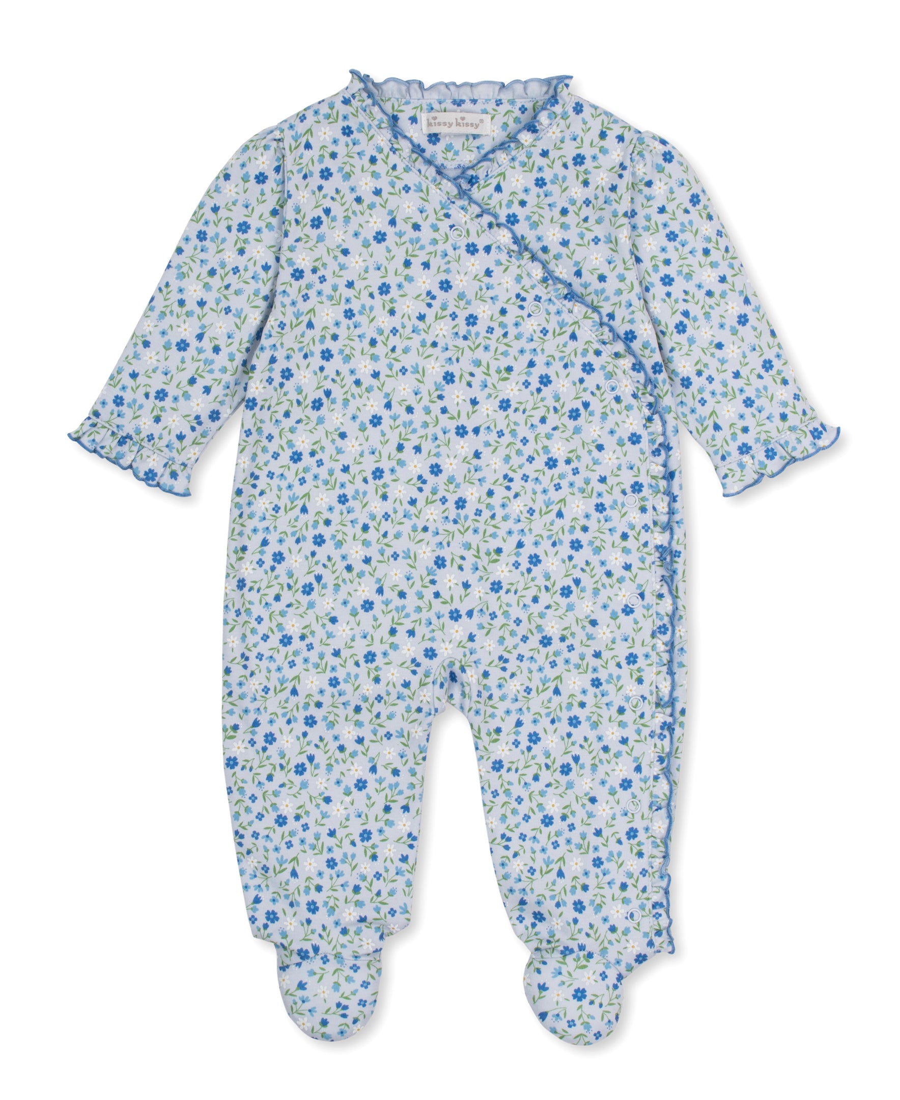 Pretty Petals Blue Footie
