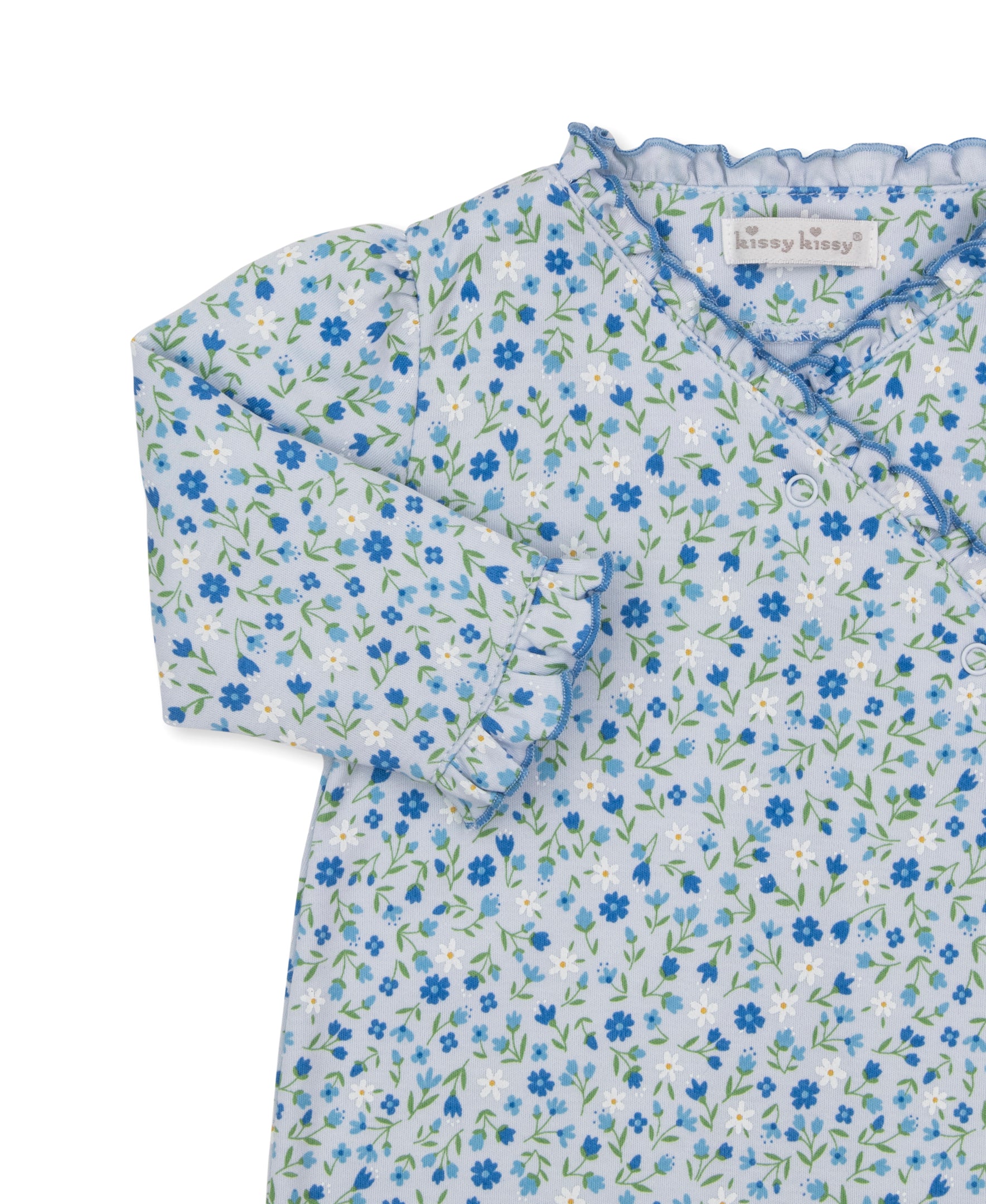 Pretty Petals Blue Footie