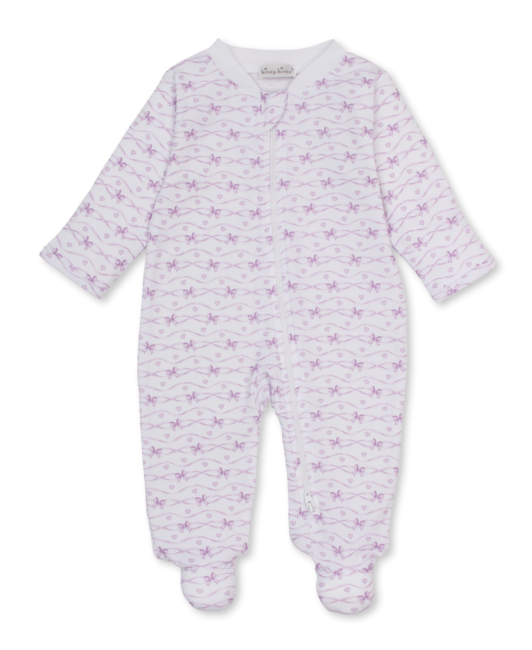 Baby Bows Lilac Zip Footie