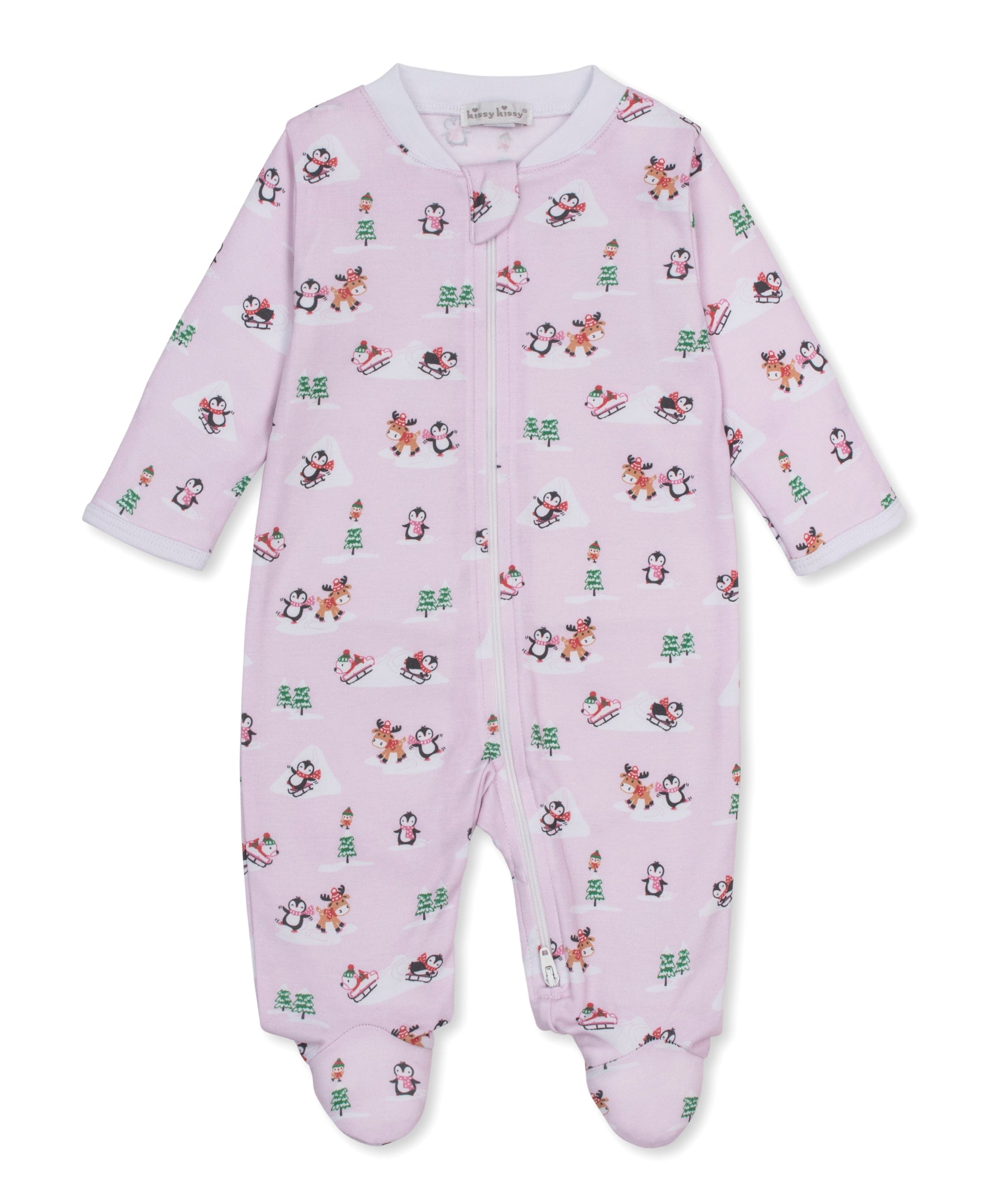 Snow Slides Pink Zip Footie