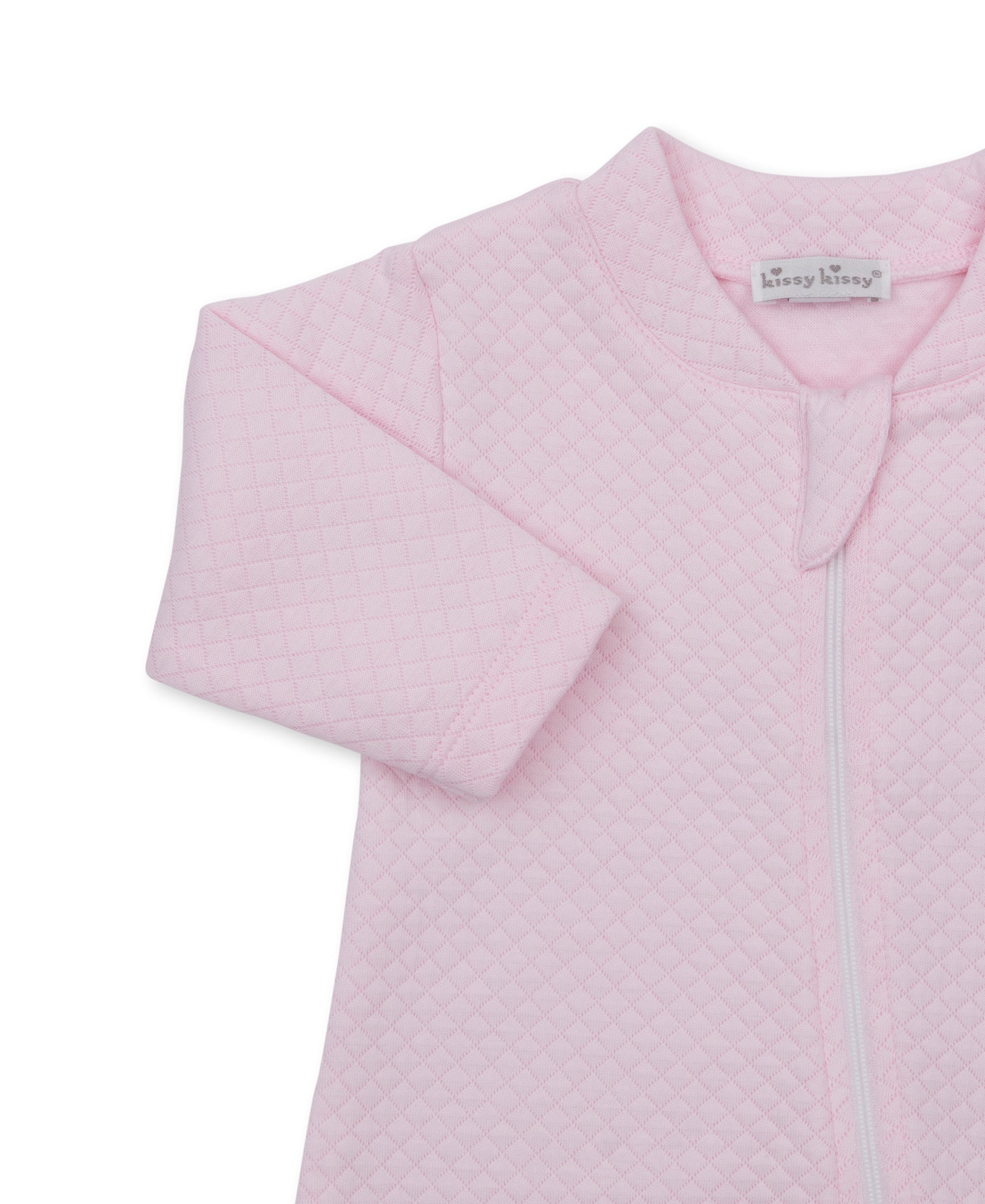 Giraffe Laughs Pink Jacquard Zip Footie - Kissy Kissy