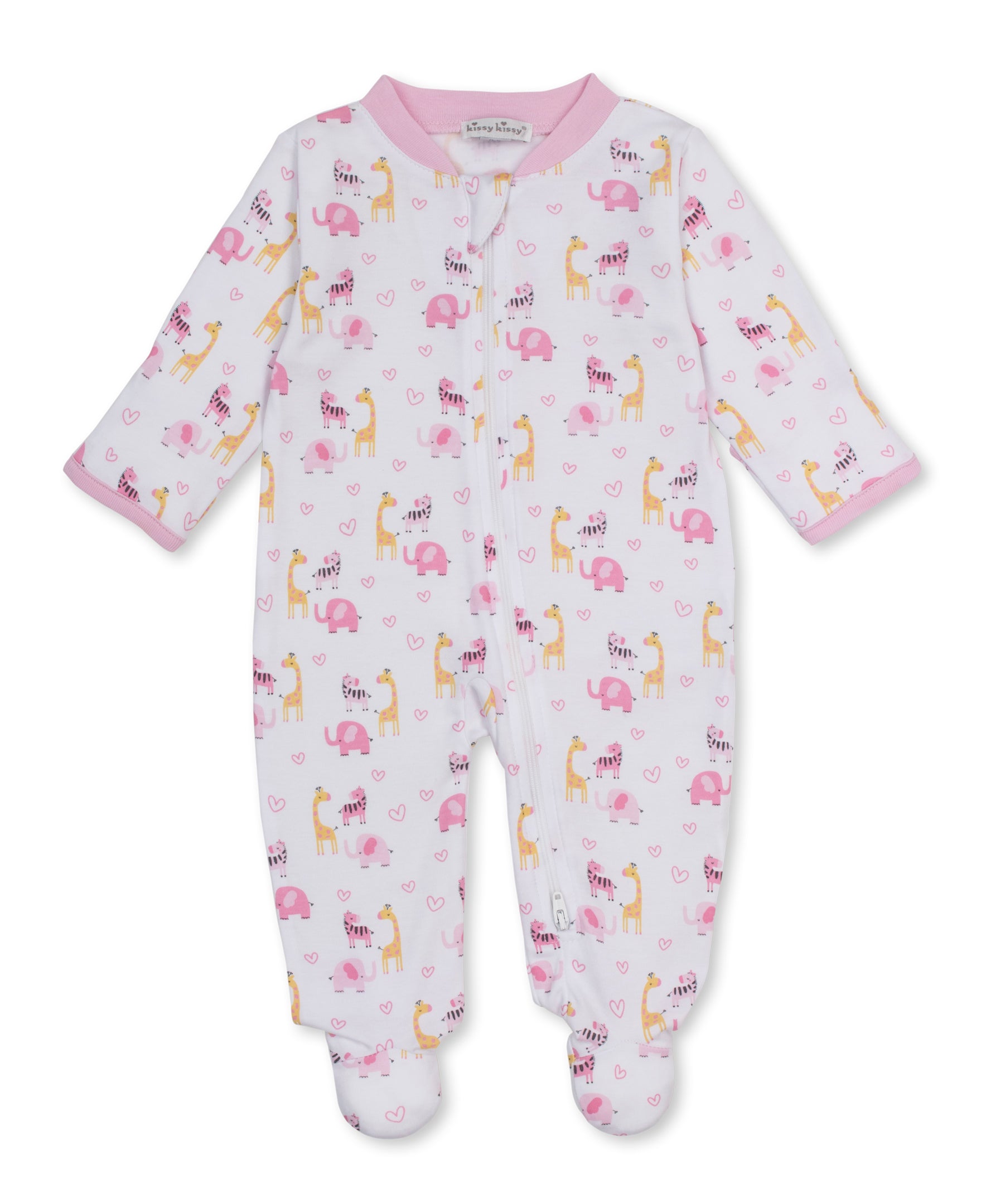 Safari Party Pink Zip Footie - Kissy Kissy