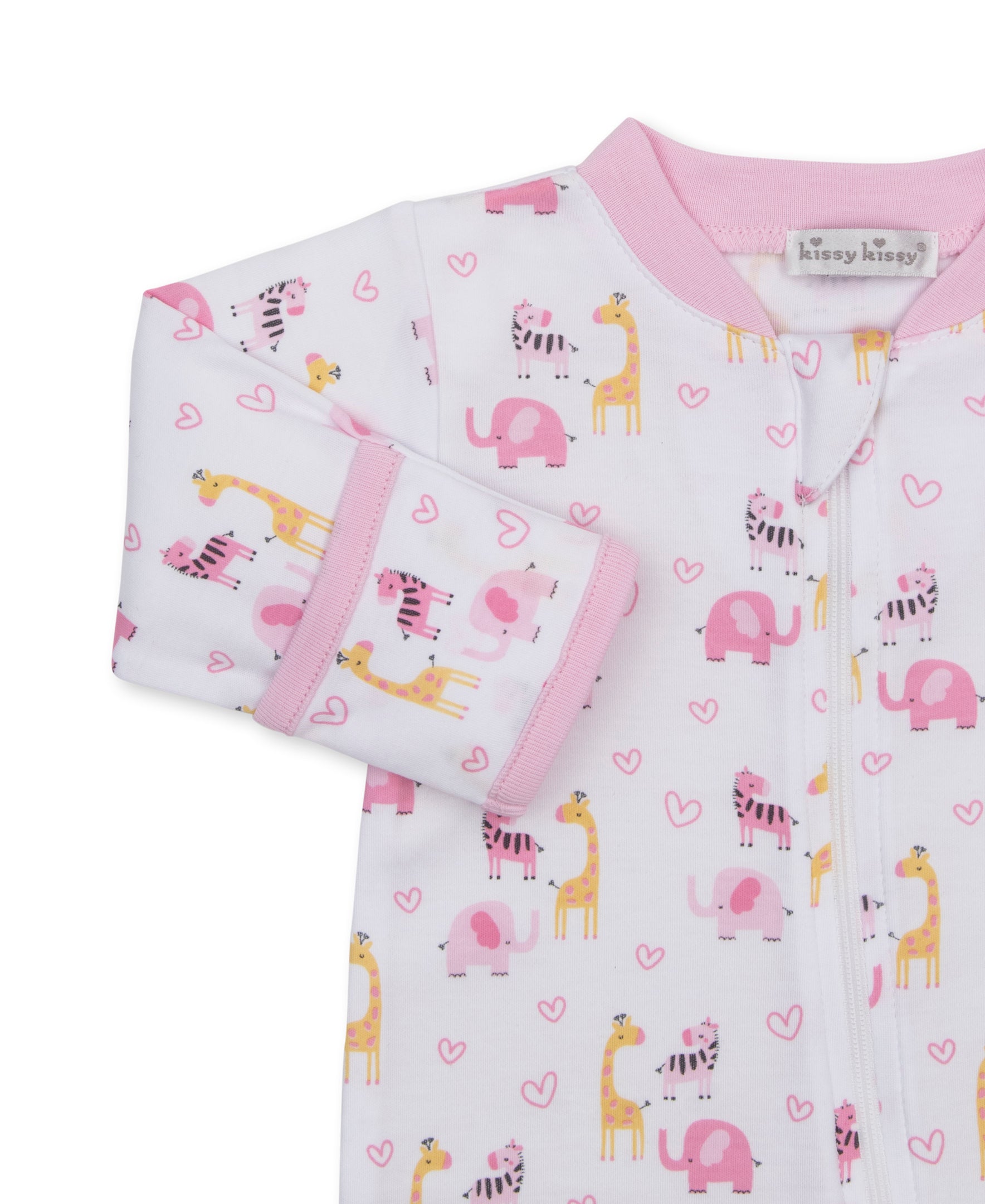 Safari Party Pink Zip Footie - Kissy Kissy