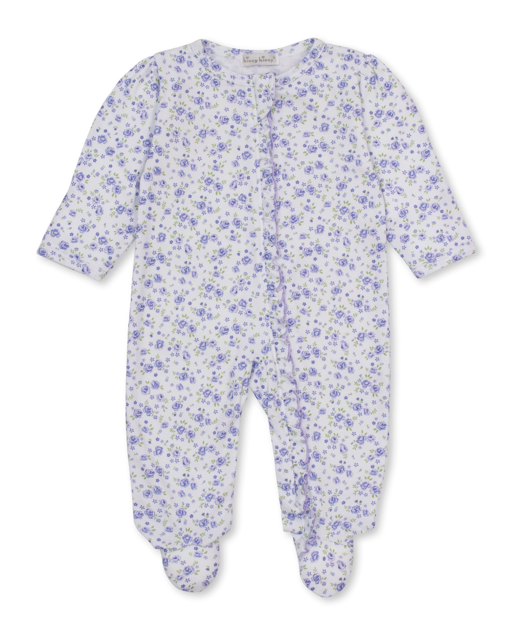 Cottage Roses Lilac Zip Footie - Kissy Kissy