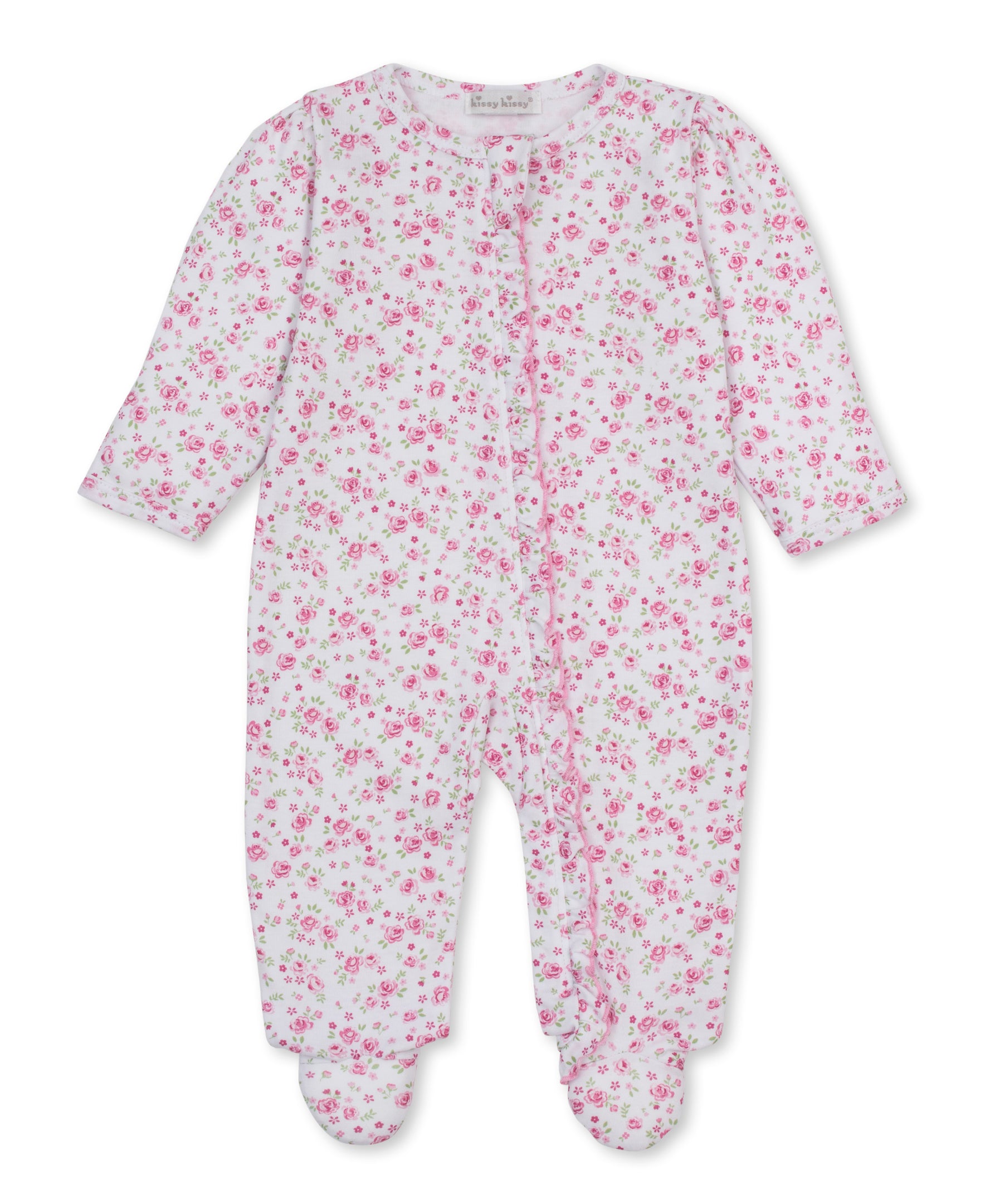 Cottage Roses Pink Zip Footie - Kissy Kissy