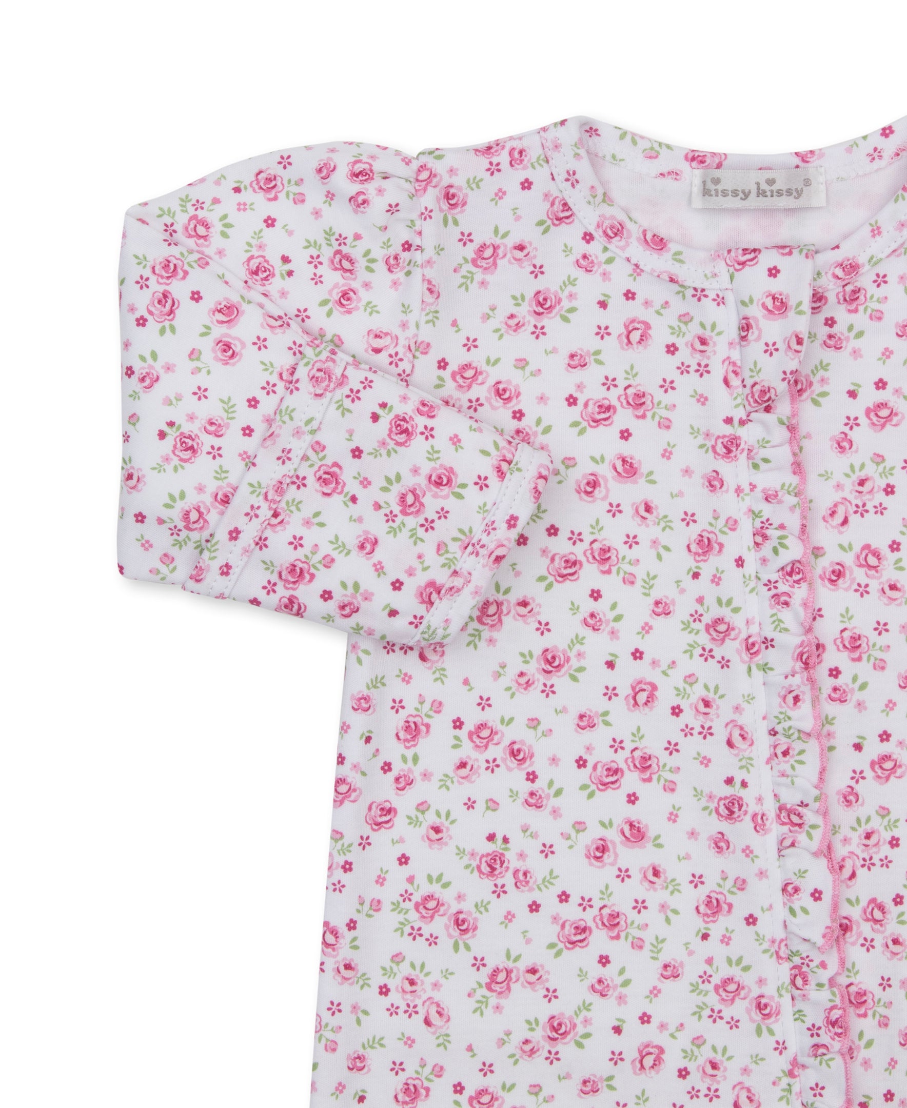 Cottage Roses Pink Zip Footie - Kissy Kissy
