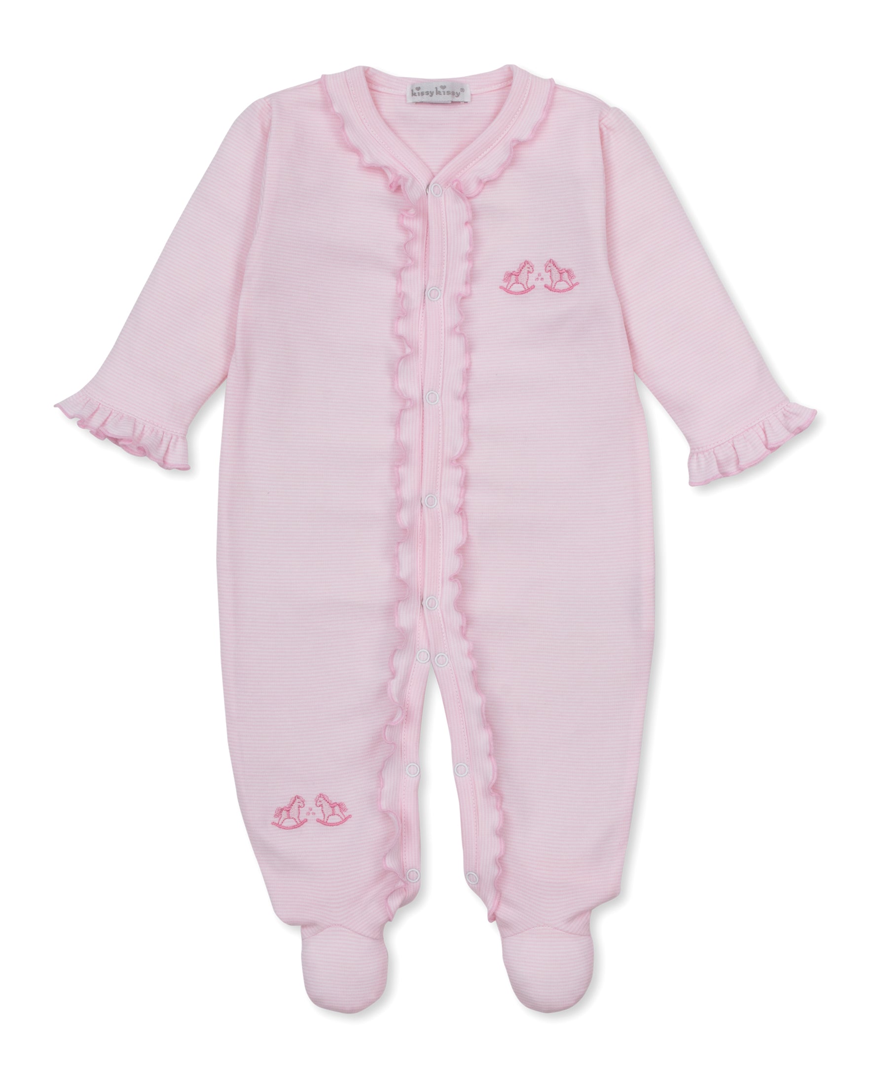 Gingham Rockers Pink Stripe Footie