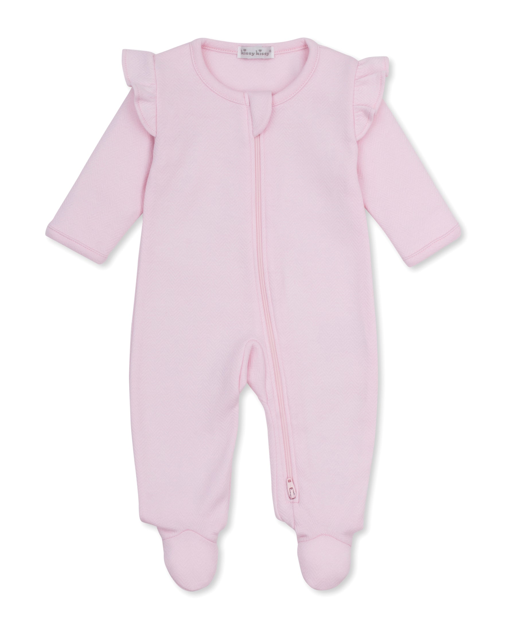 Baby Blessings Pink Jacquard Zip Footie
