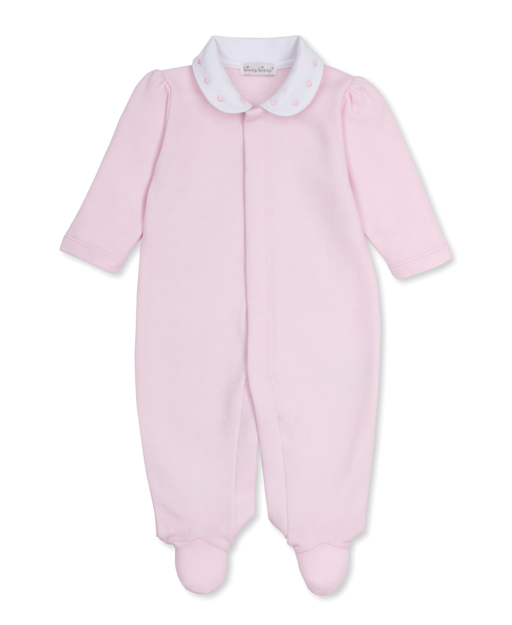 Baby Blessings Pink Jacquard Footie w/Collar