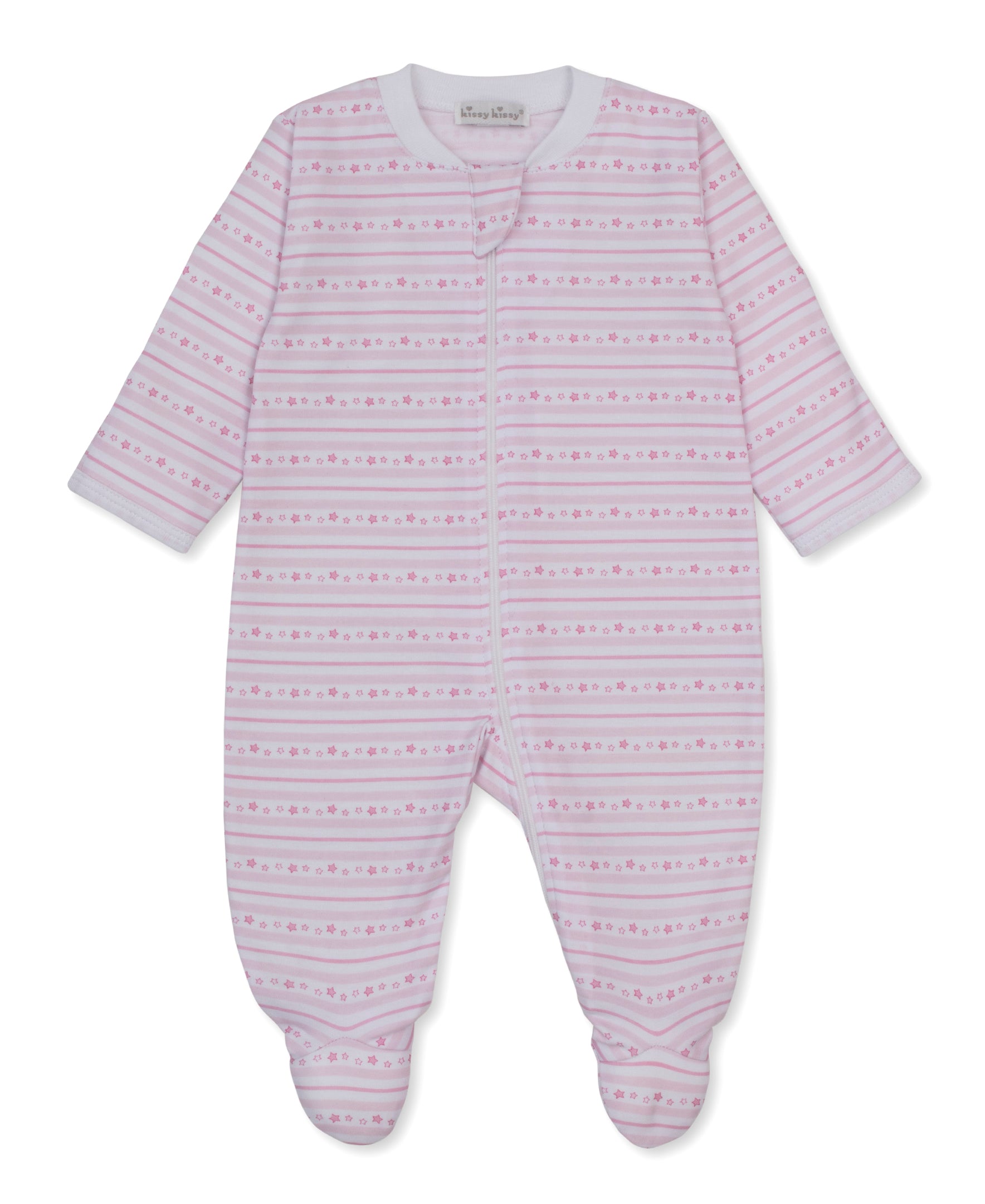 Starry Stripes Pink Zip Footie
