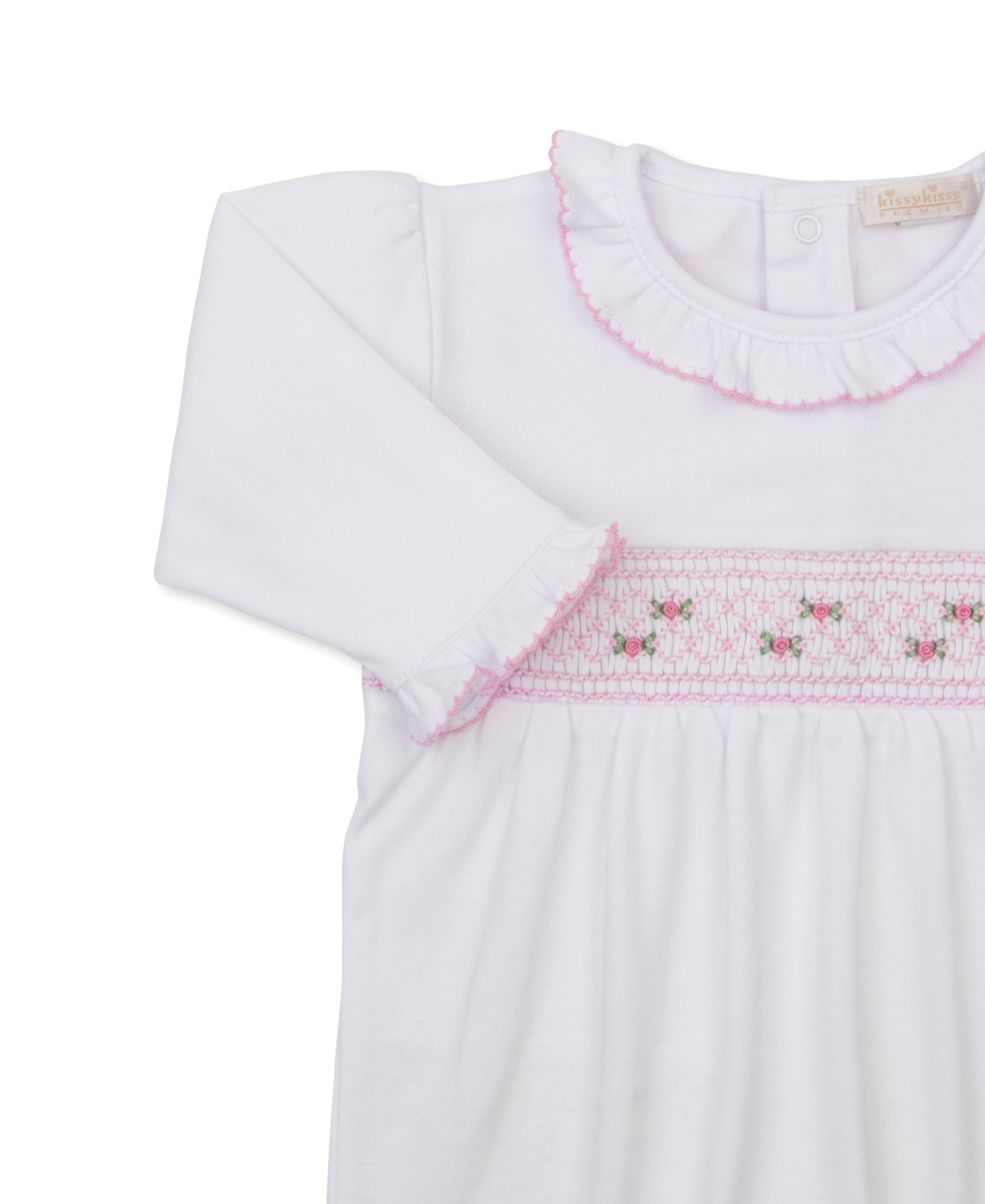 CLB Fall 26 White/Pink Hand Smocked Footie