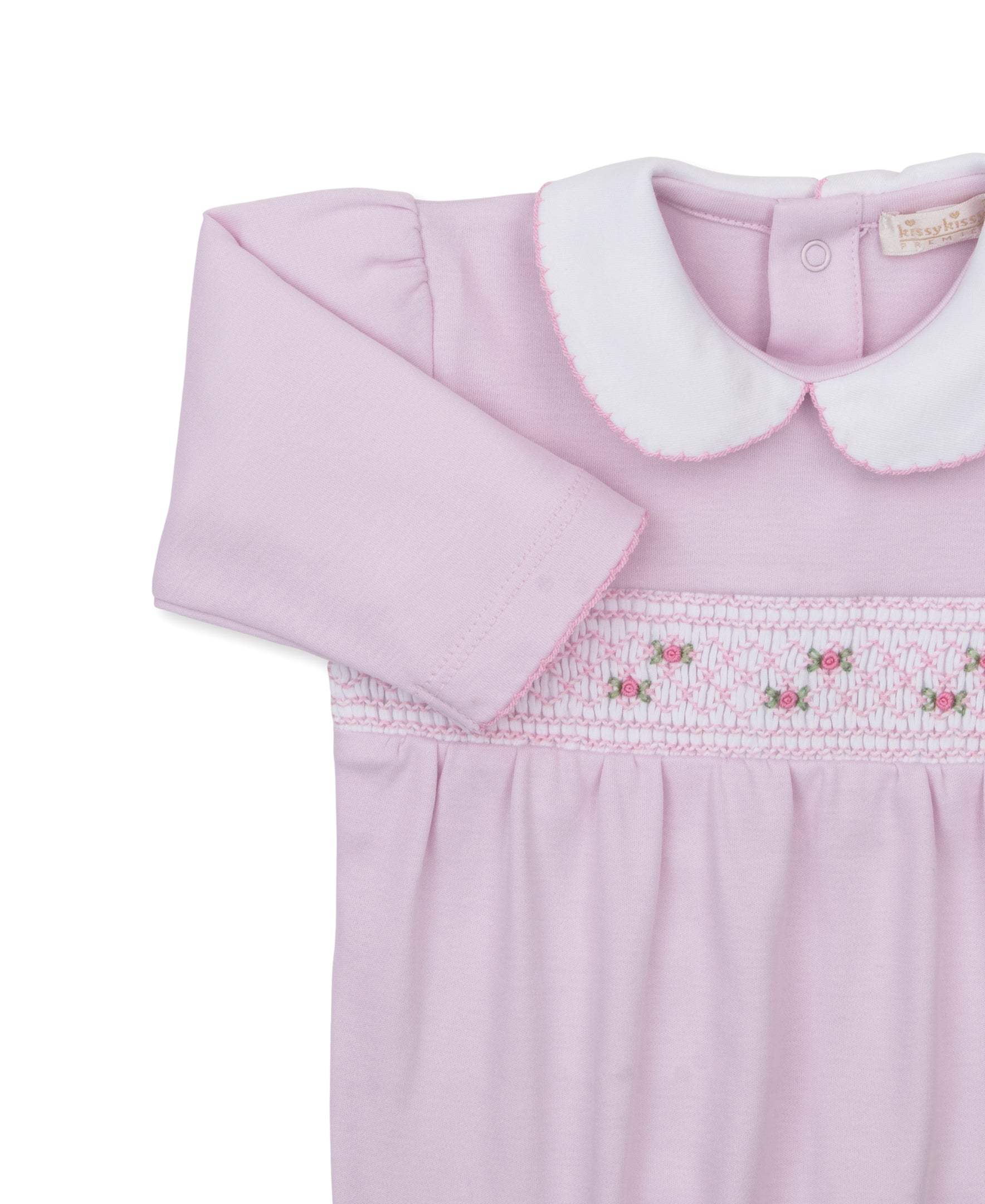 CLB Fall 26 Pink Hand Smocked Collar Footie