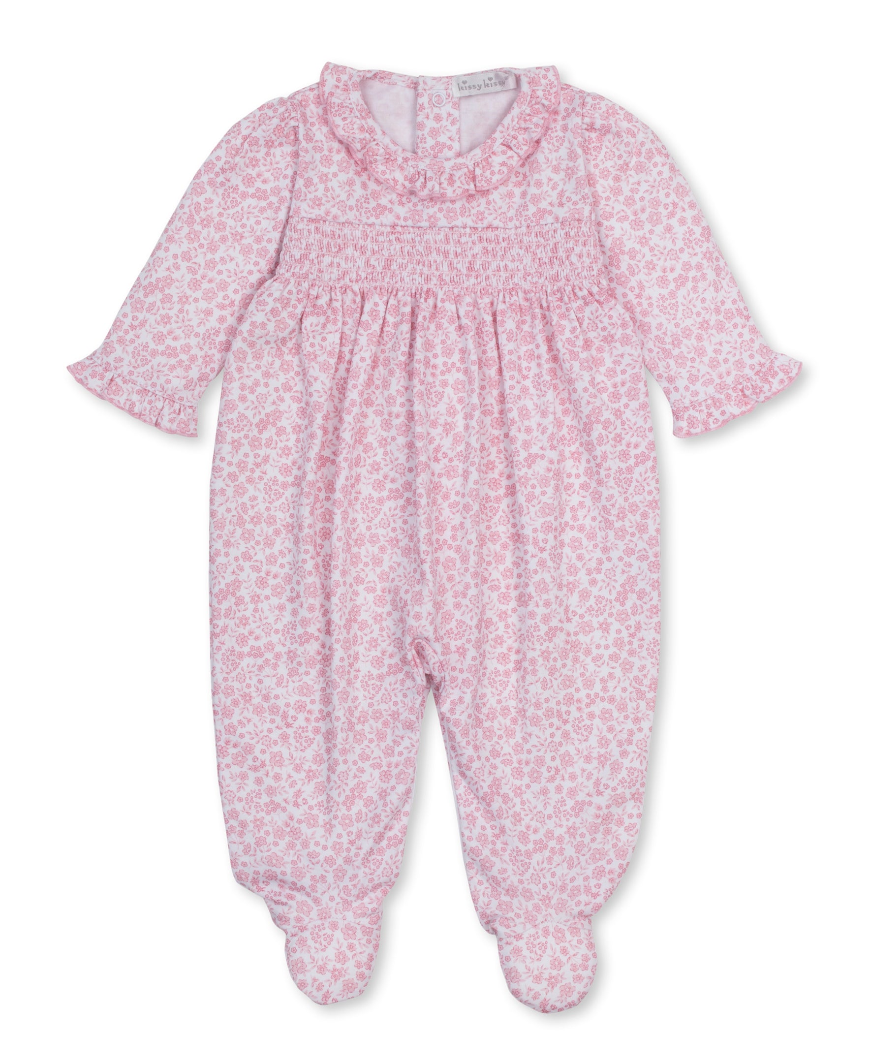 Fall Blooms Pink Smocked Footie - Kissy Kissy