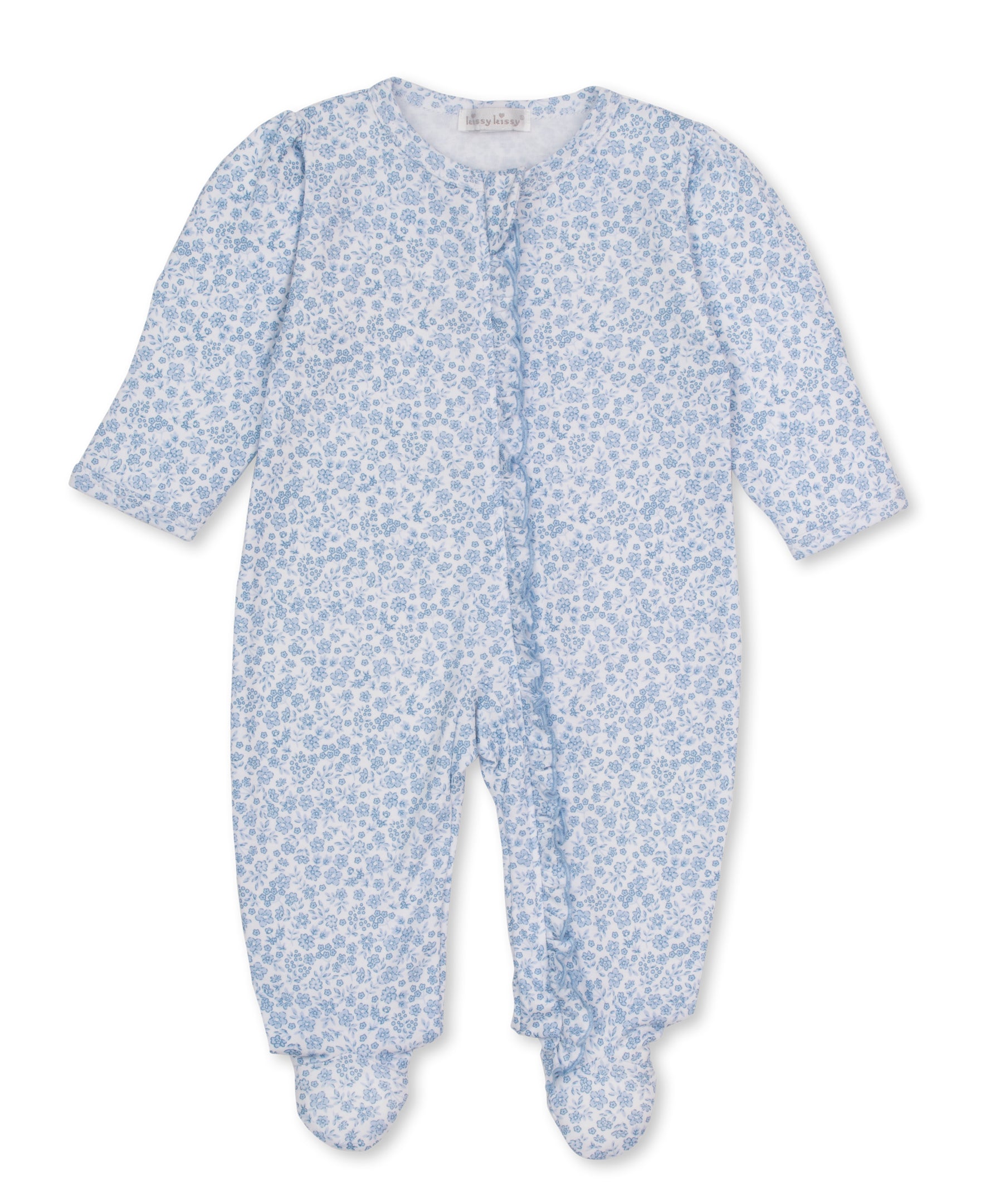 Fall Blooms Blue Zip Footie - Kissy Kissy