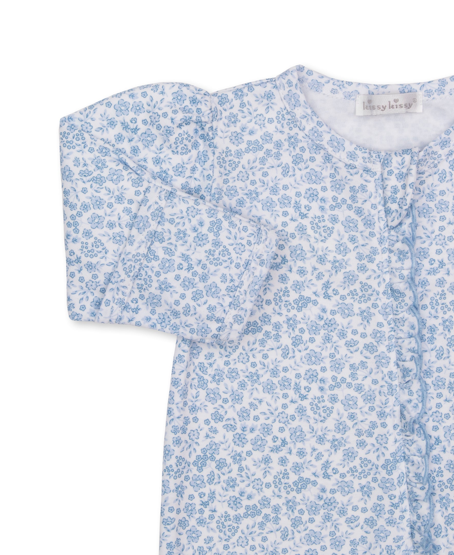 Fall Blooms Blue Zip Footie - Kissy Kissy