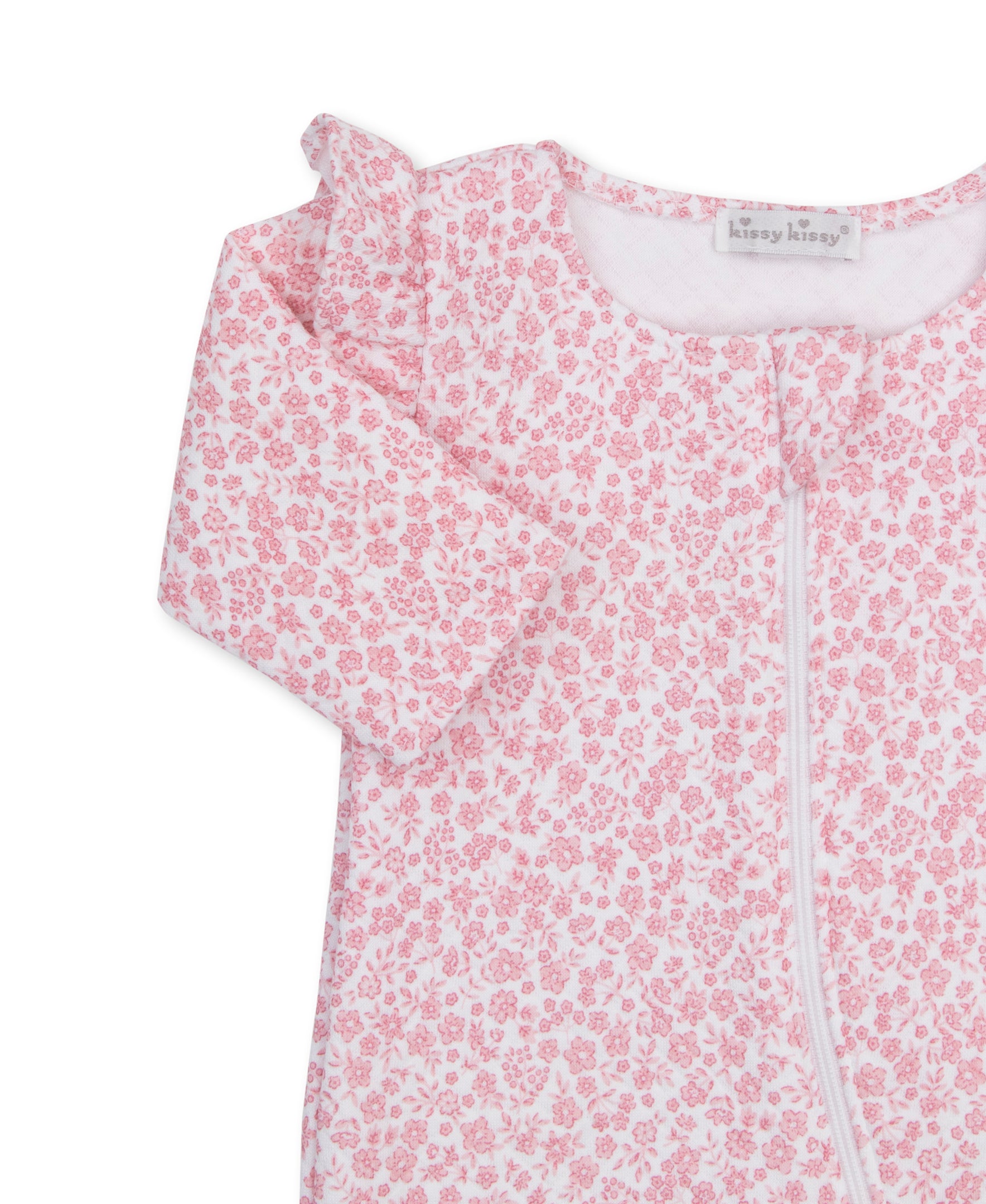 Fall Blooms Pink Jacquard Zip Footie - Kissy Kissy