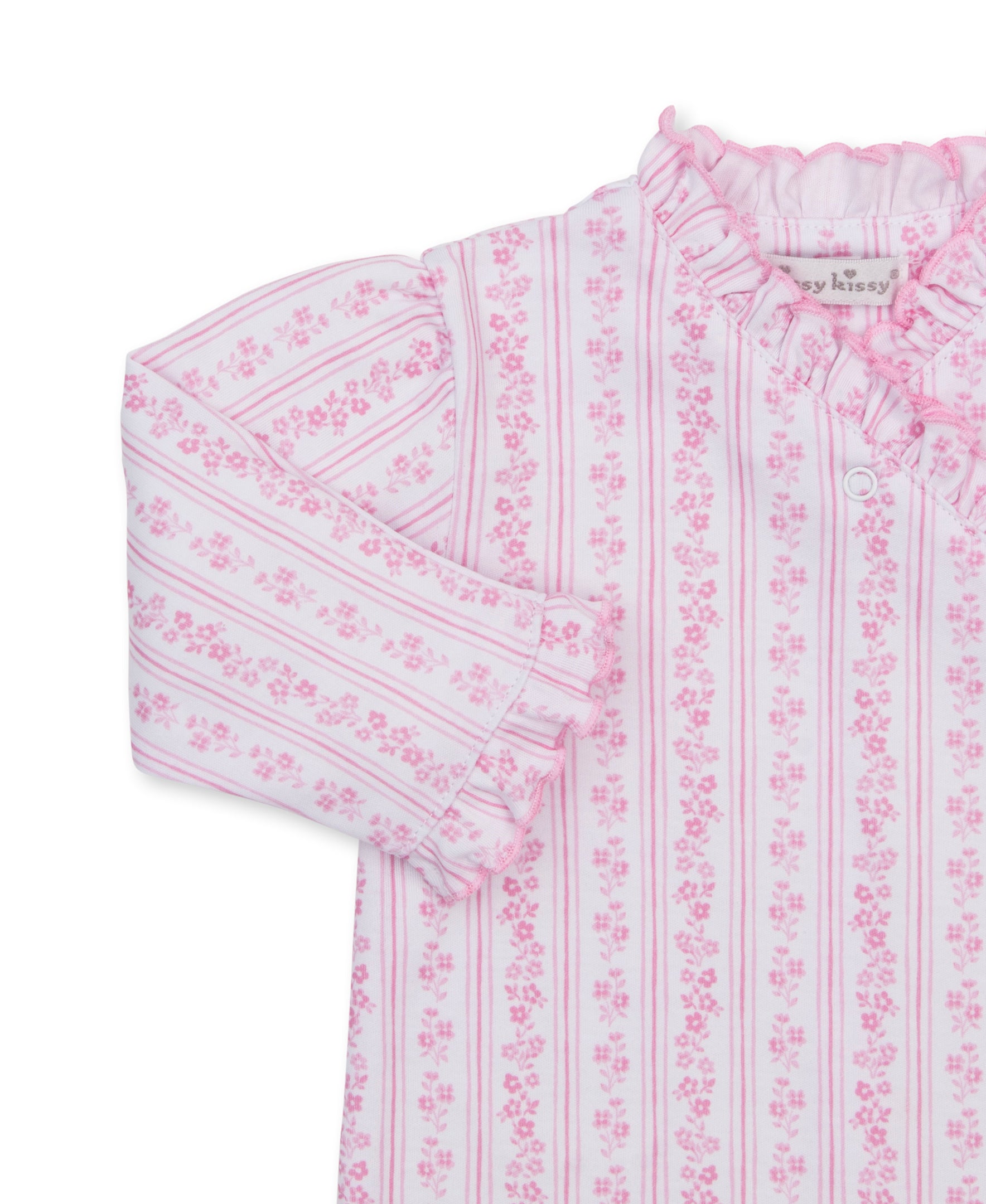Watercolor Floral Stripes Pink Footie