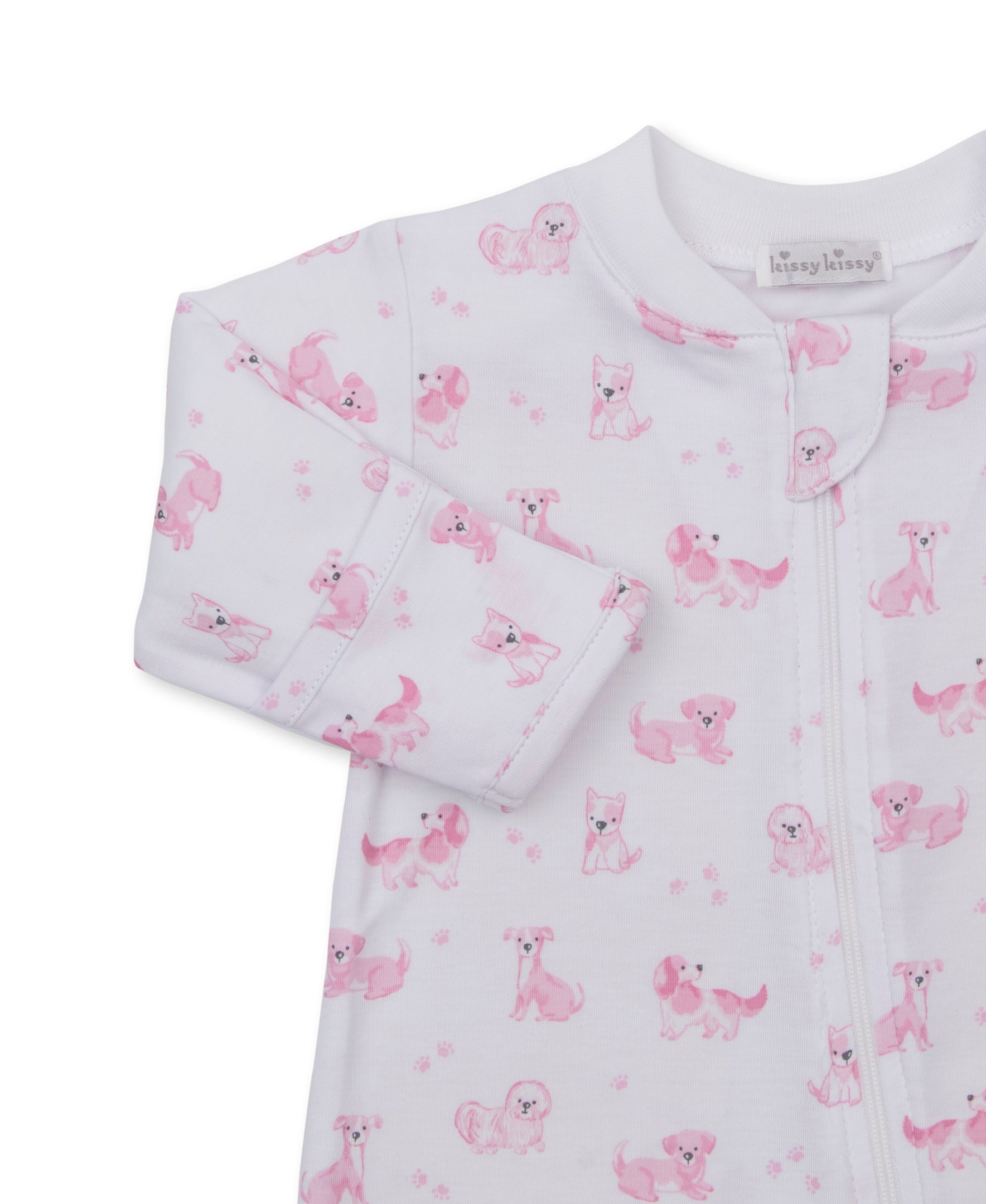 Puppy Paws Pink Zip Footie