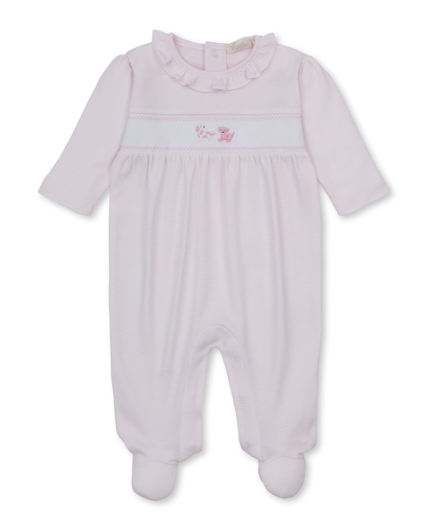 Premier Puppy Paws Pink Hand Emb. Stripe Footie
