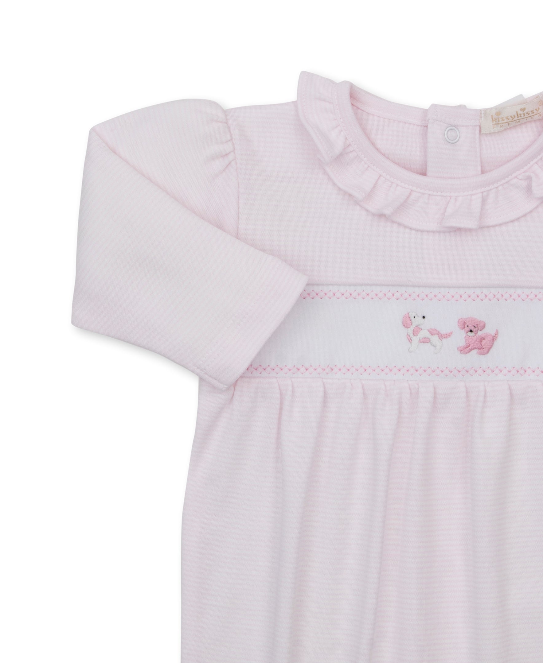 Premier Puppy Paws Pink Hand Emb. Stripe Footie