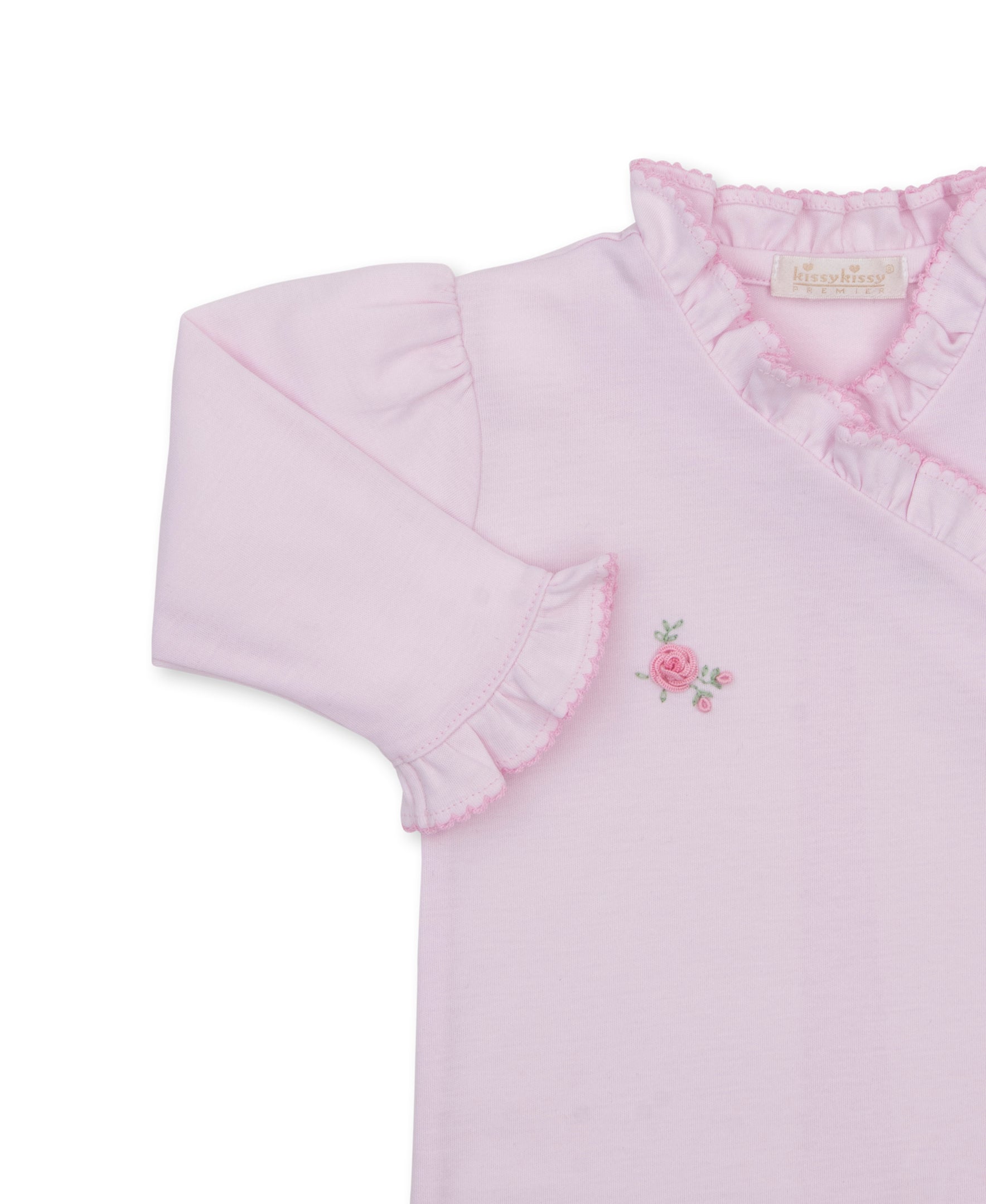 SCE Cottage Roses Pink Hand Emb. Footie - Kissy Kissy