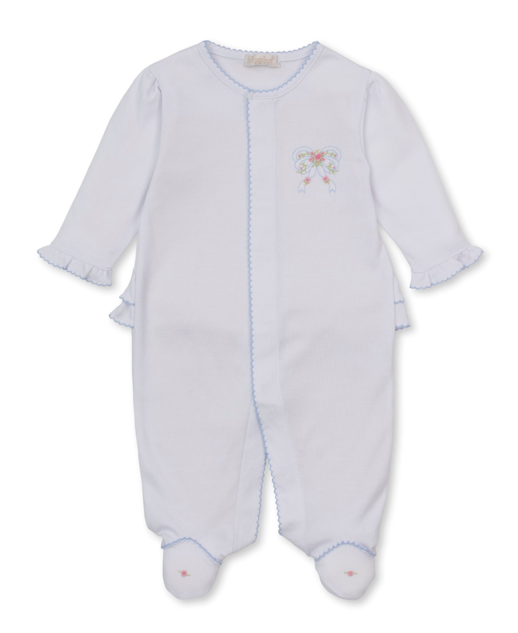 Premier Rose Bow Hand Emb. Footie