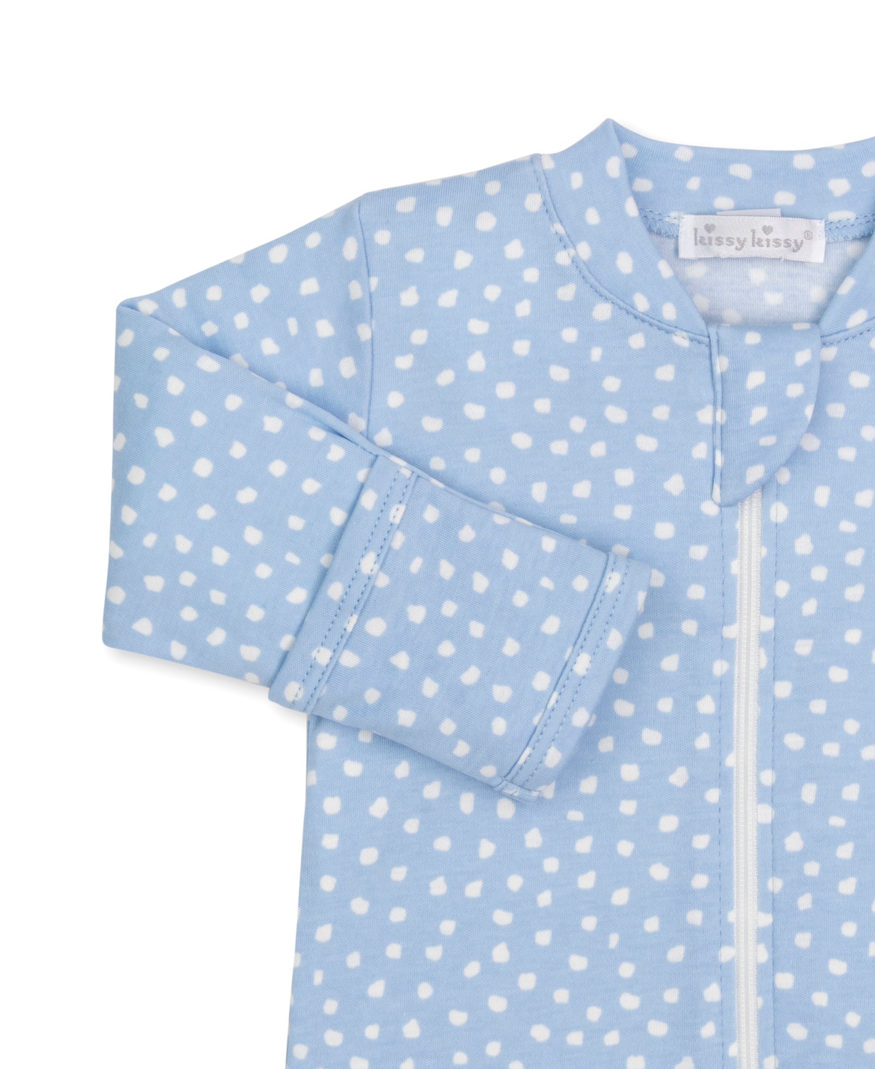 Speckles Chambray Dot Zip Footie & Hat Set - Kissy Kissy