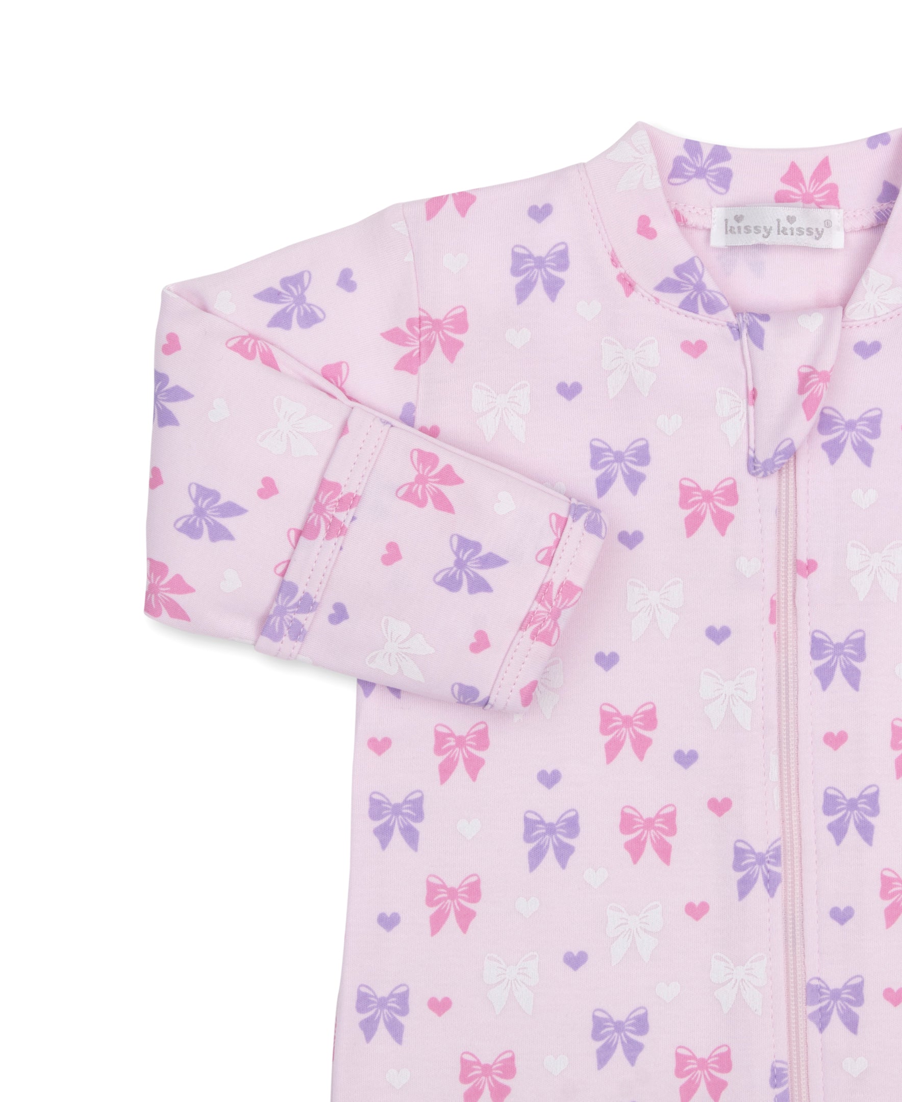 Billowy Bows Pink Zip Footie & Hat Set - Kissy Kissy